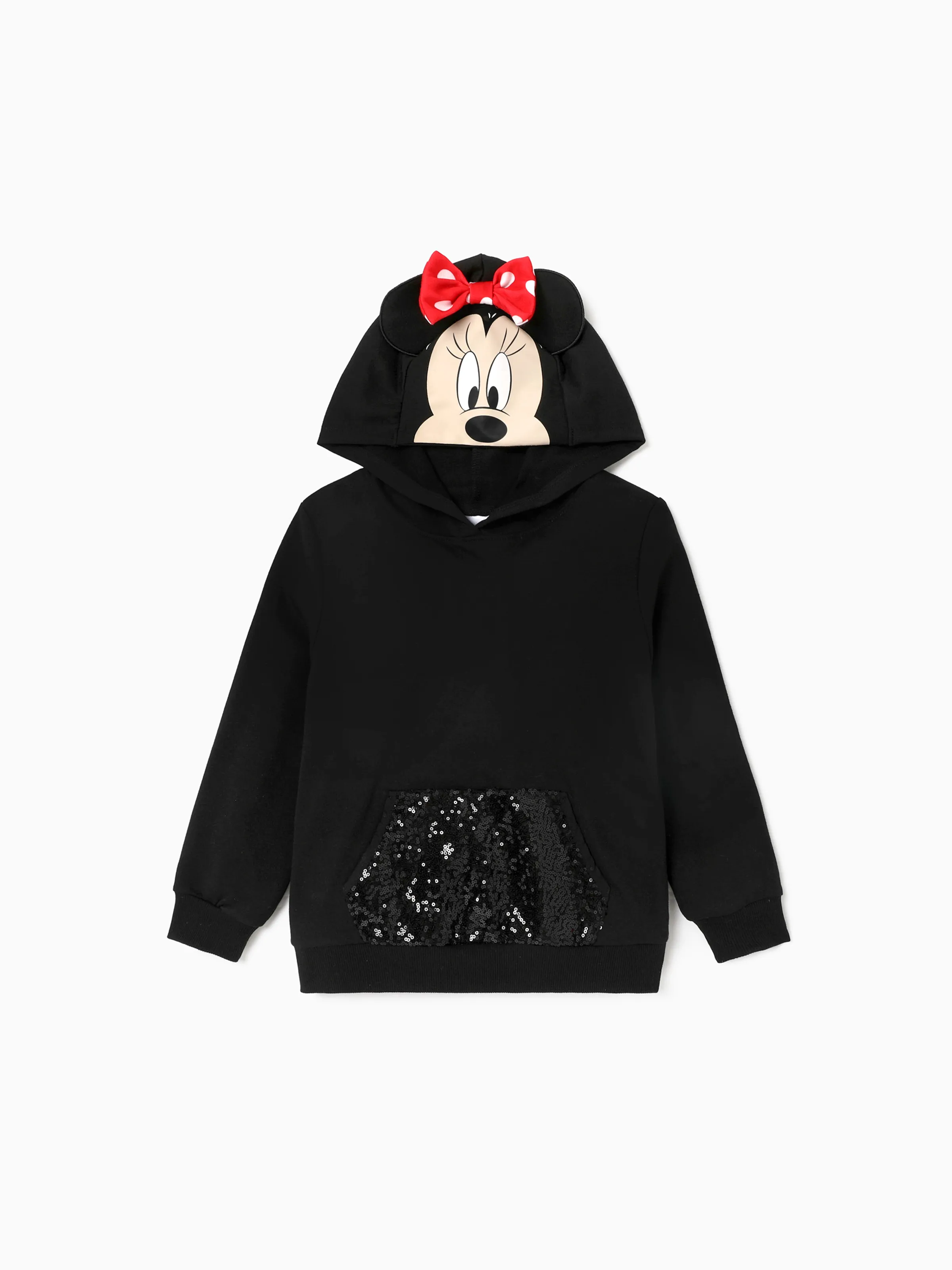 

Disney Mickey and Friends Kid Girl Character Print Pop-up Ears Hat with Sequin-covered Pocket Hoodie