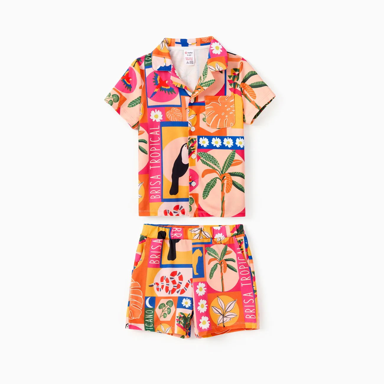 Family Matching Allover Tropical Printed Vacation Pajamas