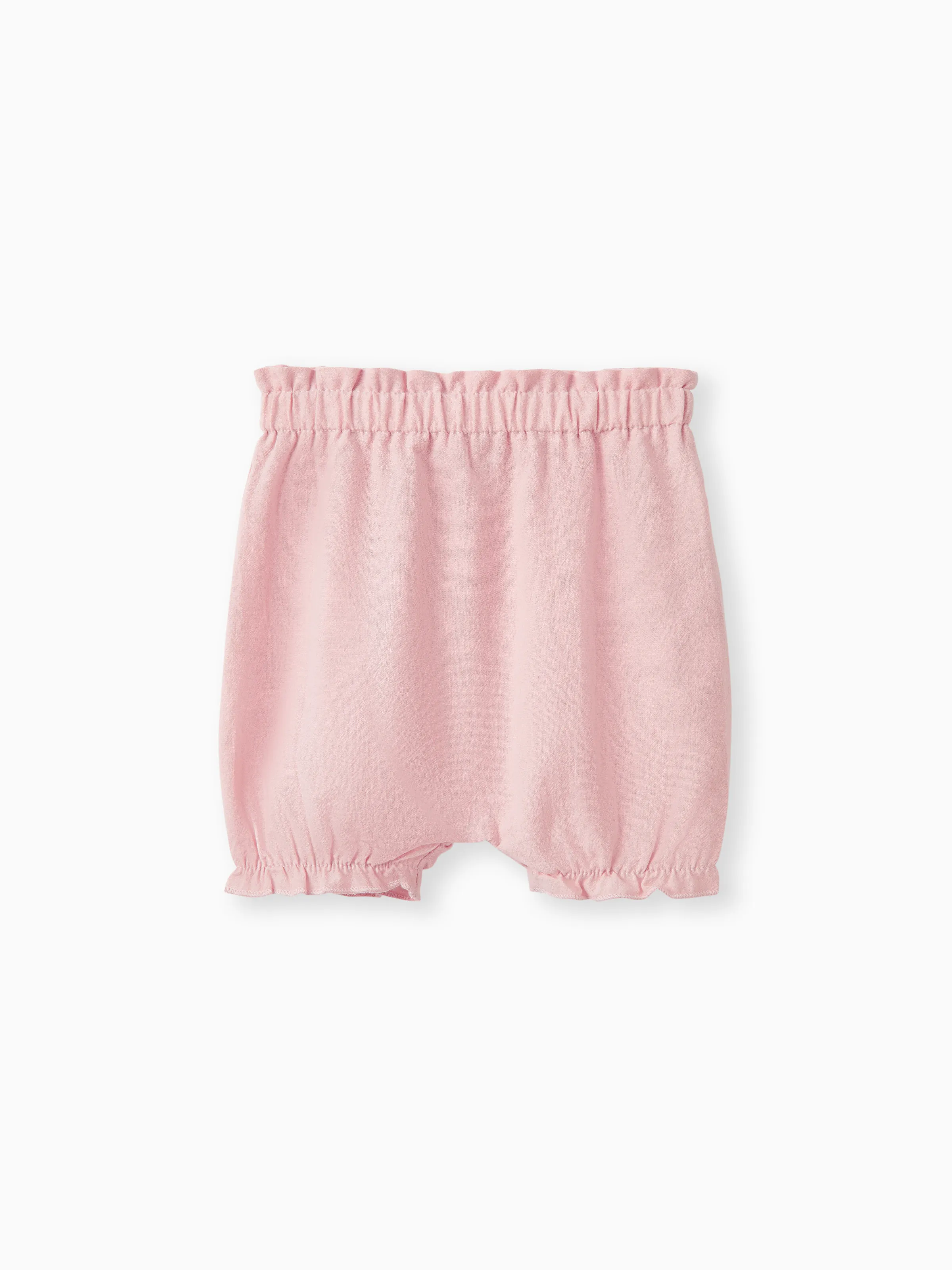 

100% Cotton Baby Girl Solid Ruffle Elasticized Waist Bloomers Shorts