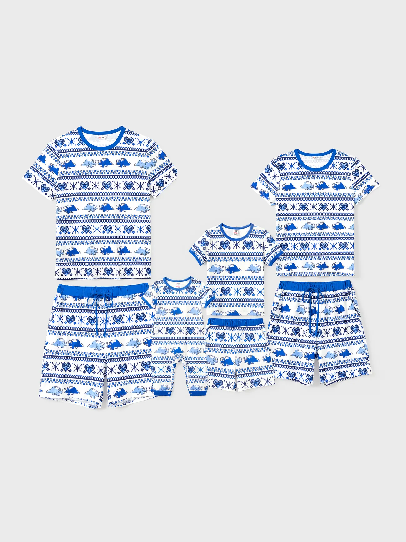Familien-Looks Dinosaurier Kurzärmelig Familien-Outfits Pyjamas (Flame Resistant) - blau - image 1