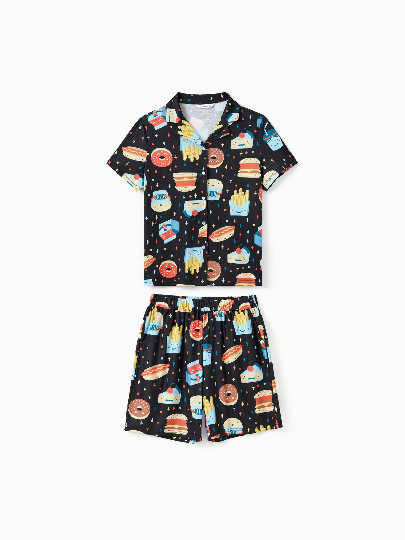 

Family Matching Allover Cartoon Snack Graphics Pajamas Sets