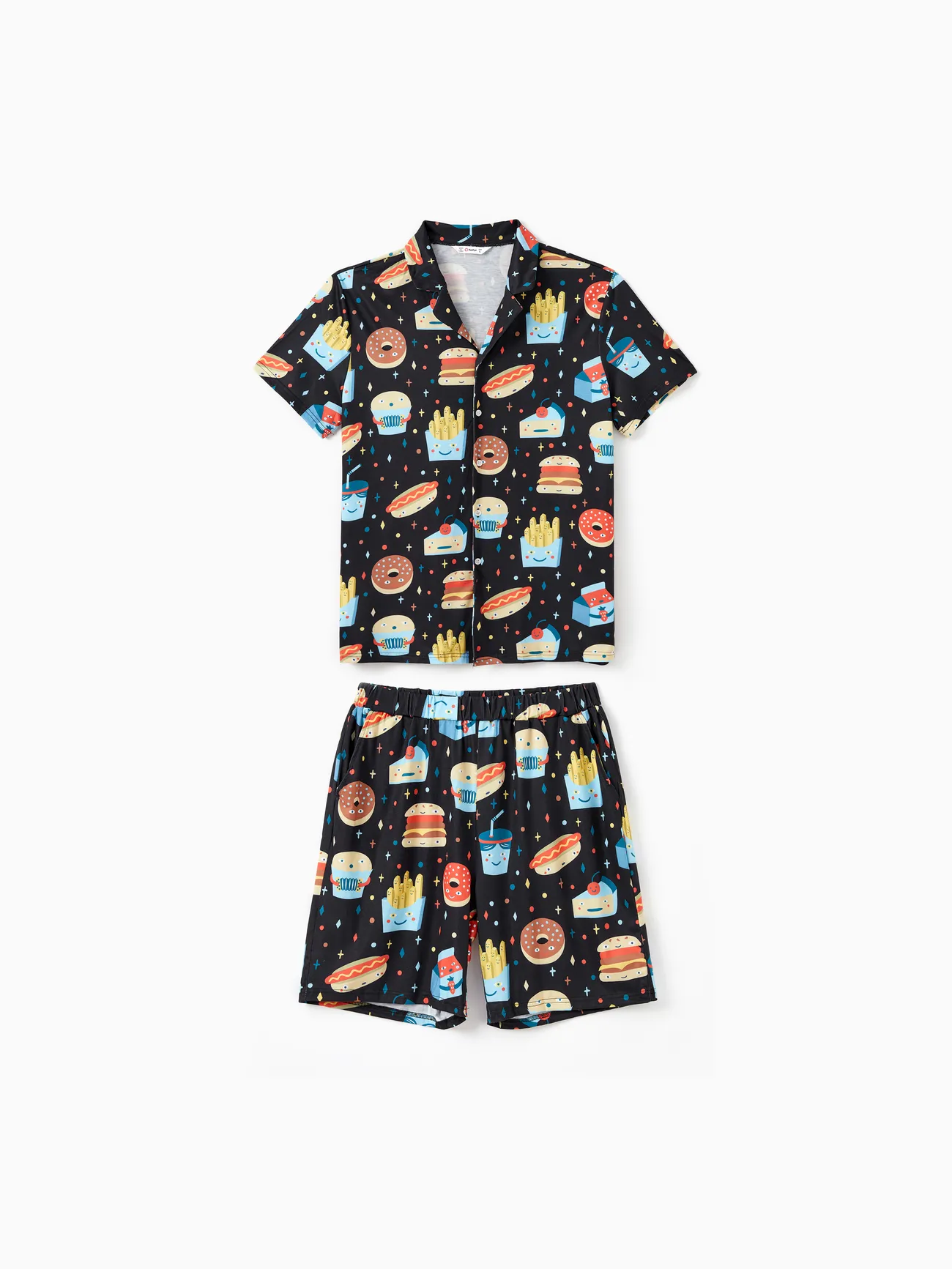 

Family Matching Allover Cartoon Snack Graphics Pajamas Sets