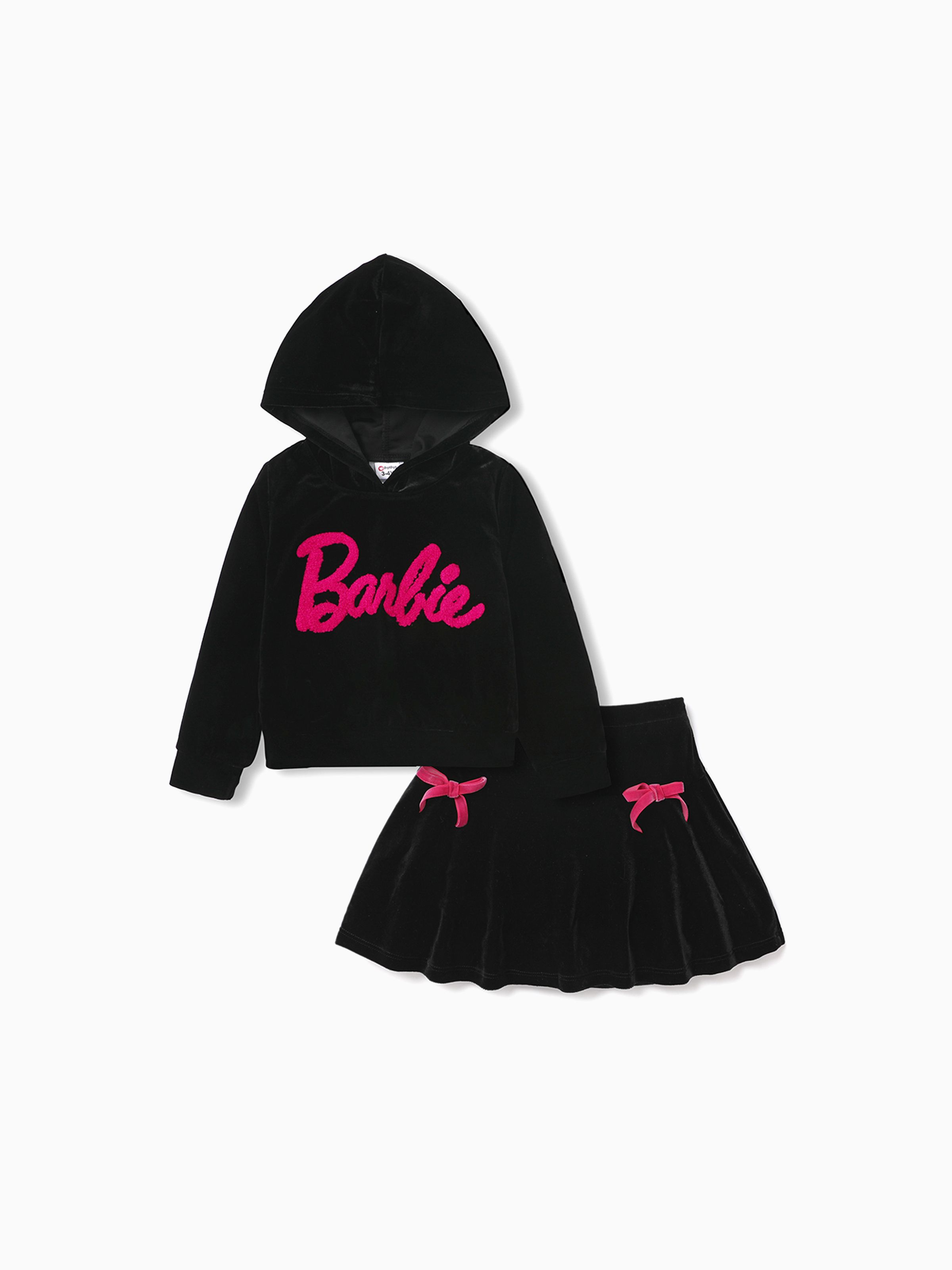 

Barbie 2pcs Toddler Girl Hooded Long-sleeve Top and Bowknot Design Skirt Set