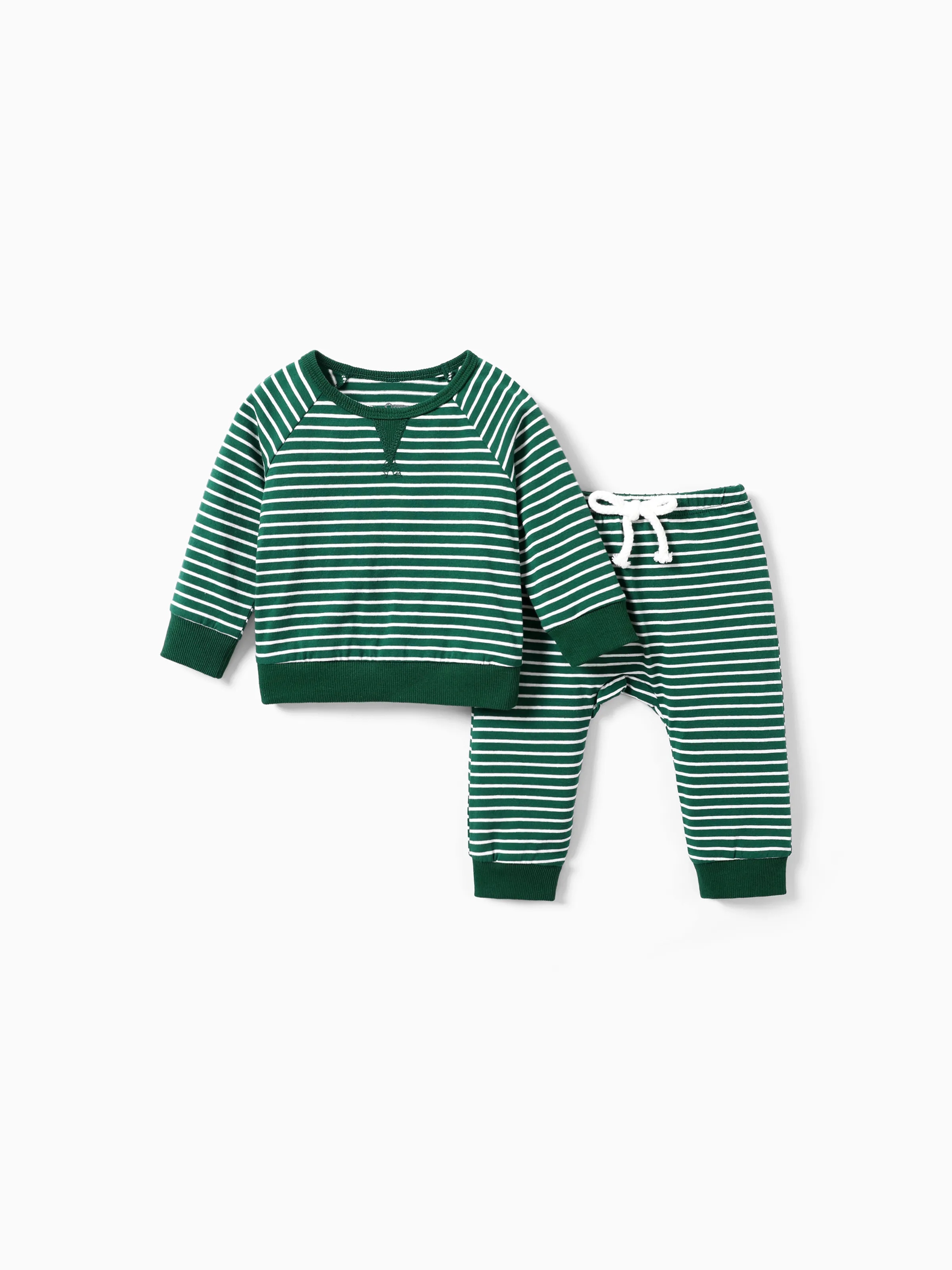 

2pcs Baby/Toddler Stripe Raglan Sleeve Cotton Sweatshirt and Pants Set