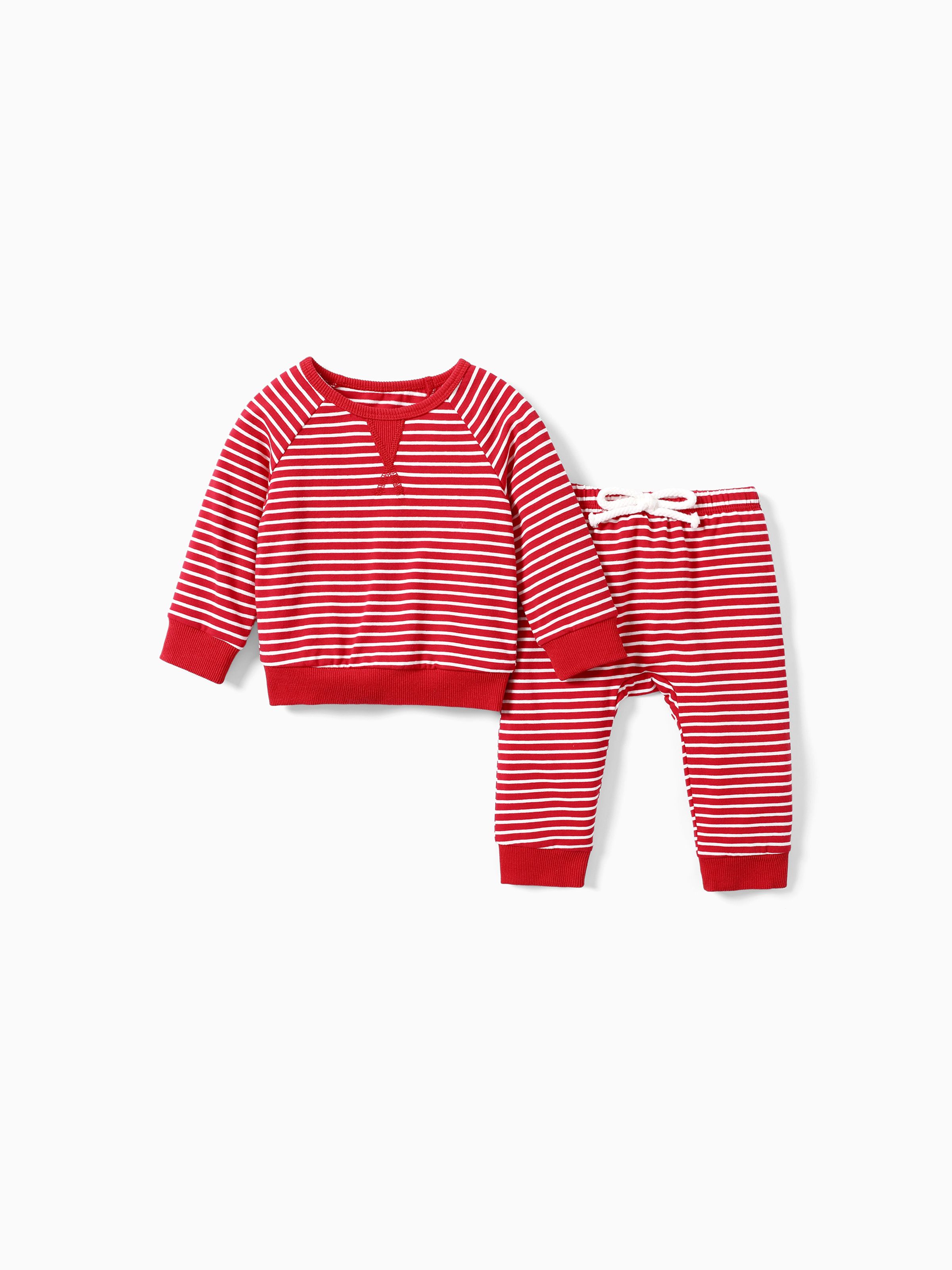 

2pcs Baby/Toddler Stripe Raglan Sleeve Cotton Sweatshirt and Pants Set