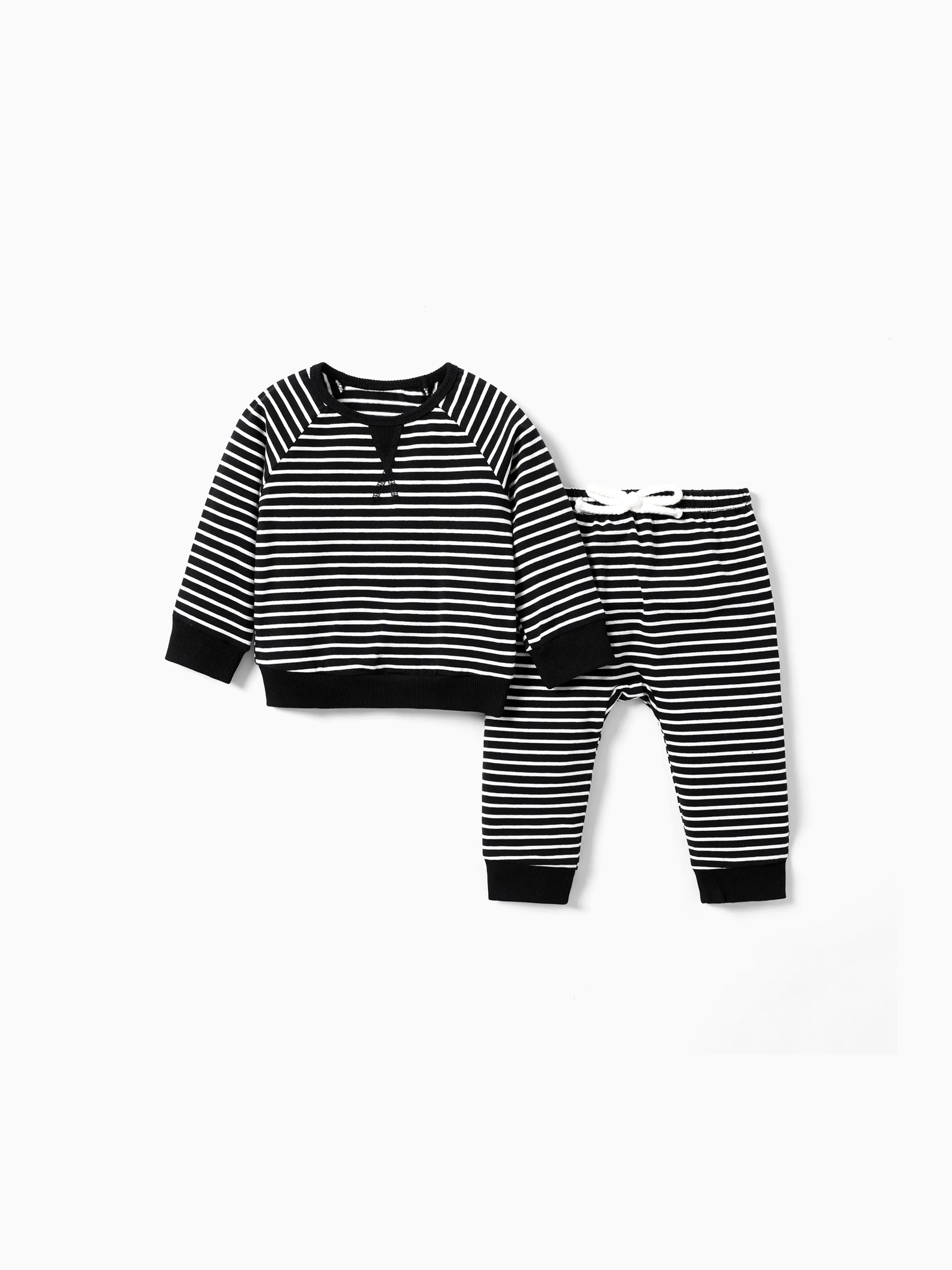 

2pcs Baby/Toddler Stripe Raglan Sleeve Cotton Sweatshirt and Pants Set