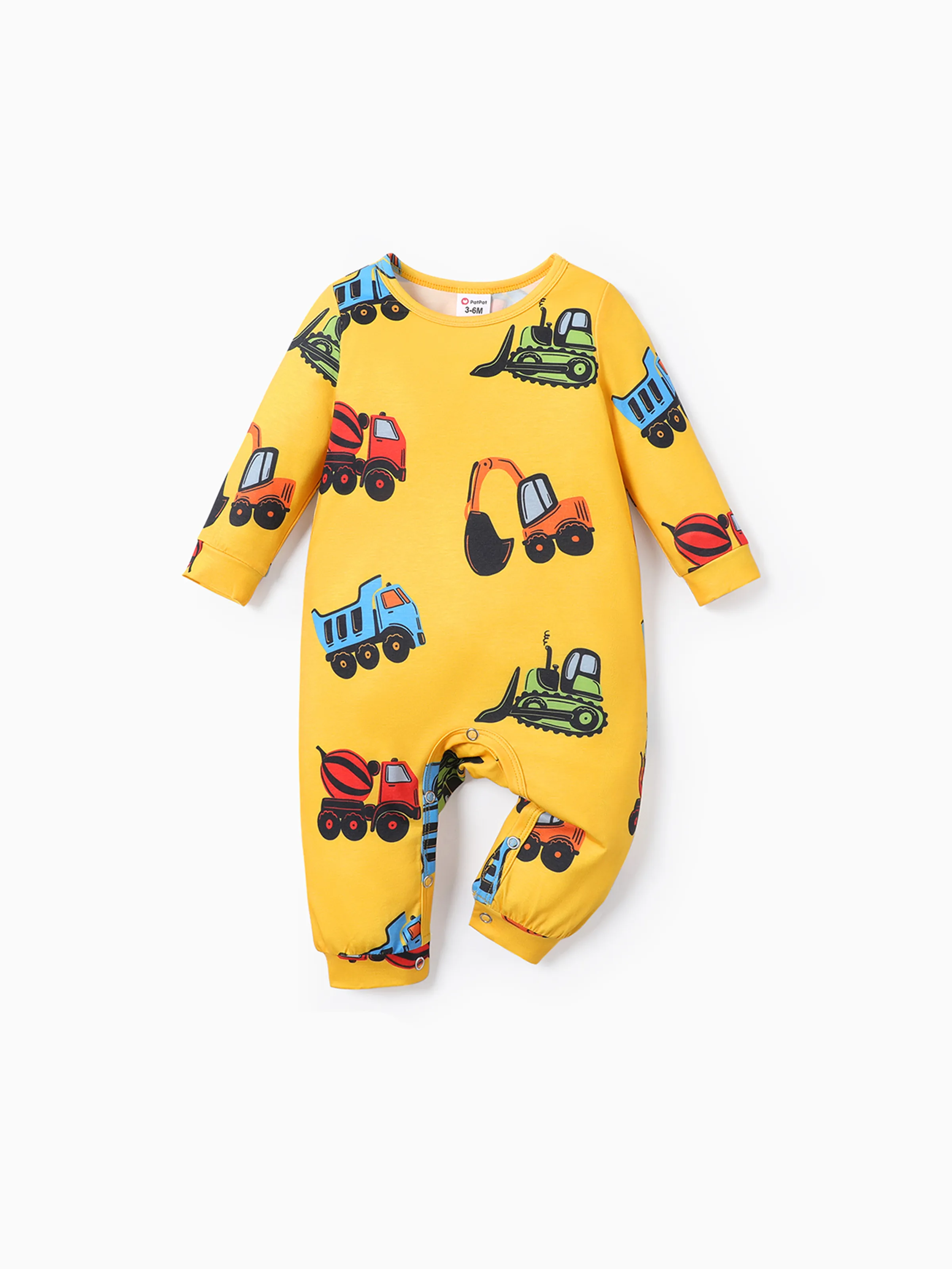 

Naia™ Baby Boy Allover Construction Vehicle Print Long-sleeve Jumpsuit