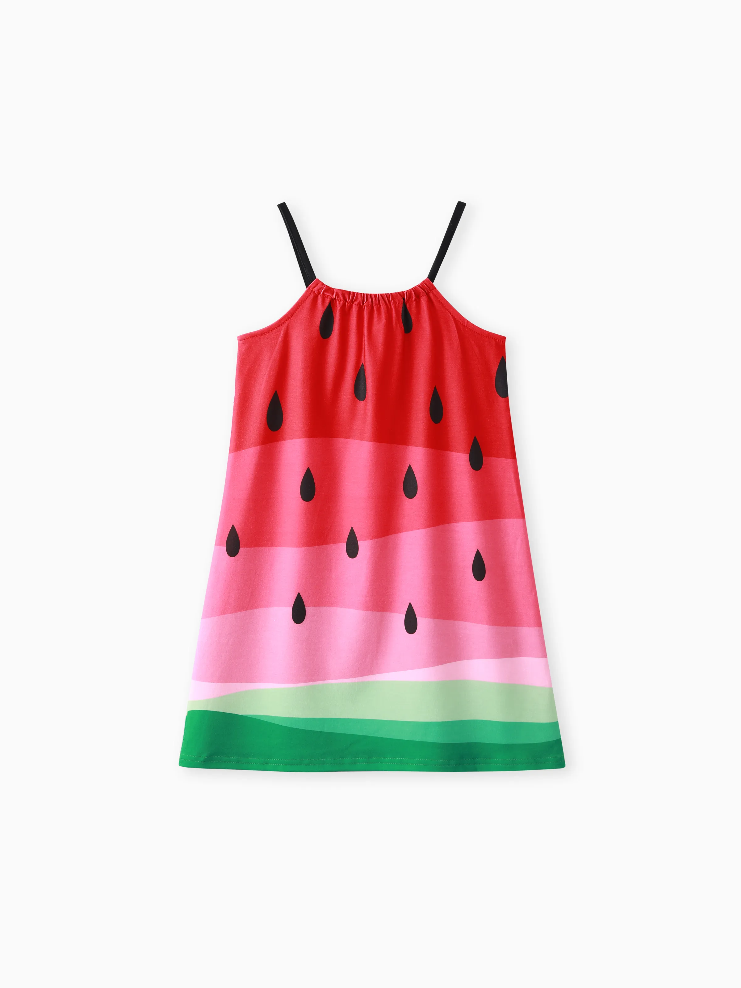 

Kid Girl Watermelon Print Colorblock Cami Dress