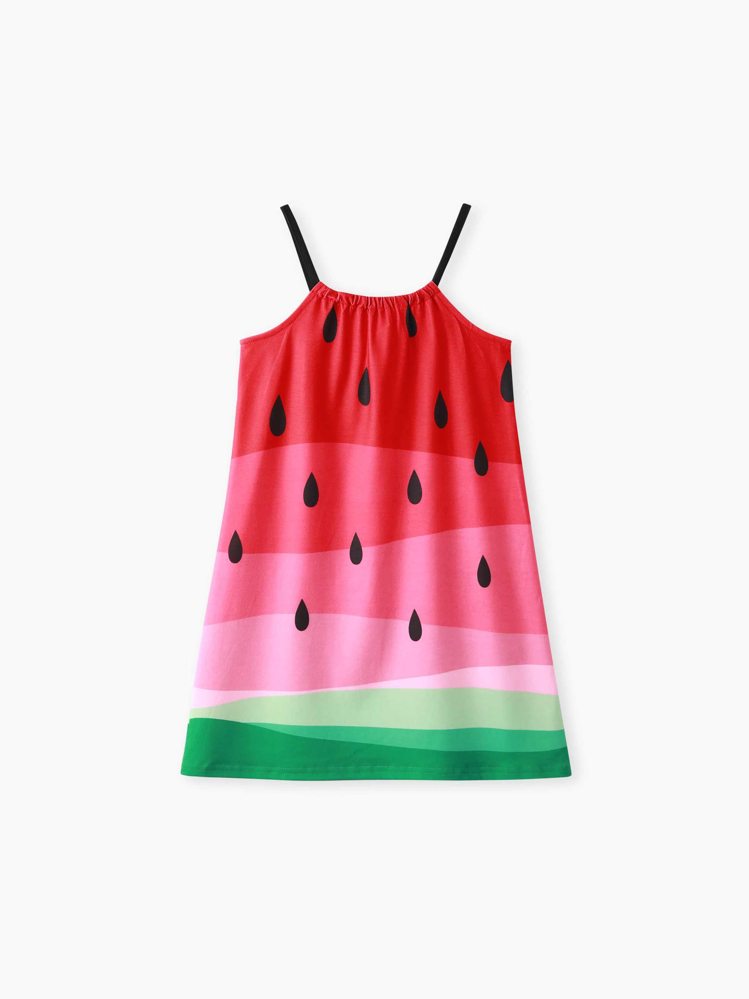 Kid Girl Watermelon Print Colorblock Cami Dress