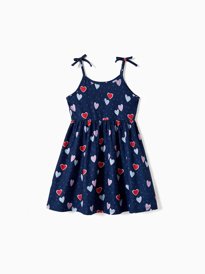 طفل صغير / طفلة Naia ™ ملونة طباعة قلب فيونكة تصميم فستان سهل الارتداء