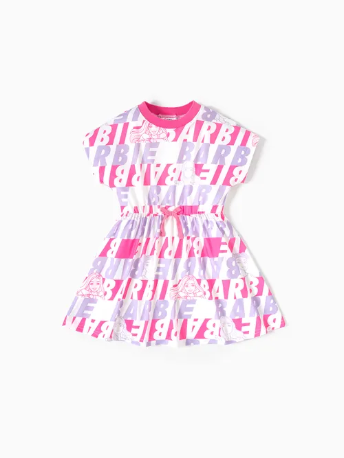 

Barbie Toddler/Kid Girl Character & Letter Print Naia™ Short-sleeve Dress