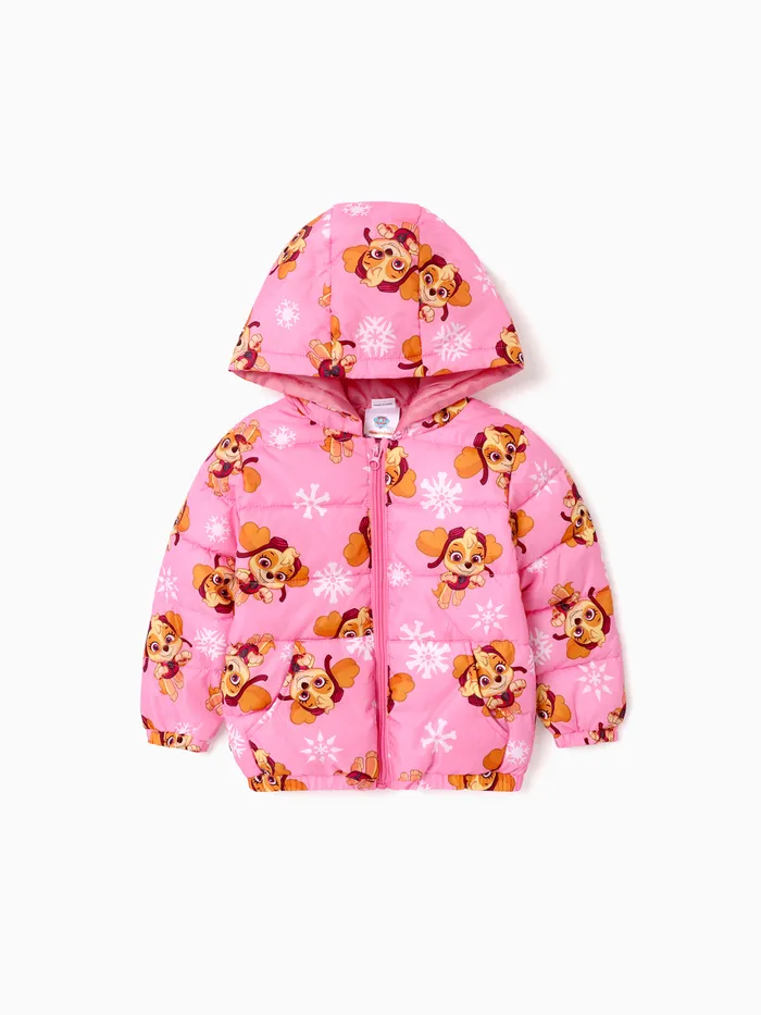 PAW Patrol Toddler Girl/Boy Character & Allover Print Long-sleeve Hooded Quilted Jacket