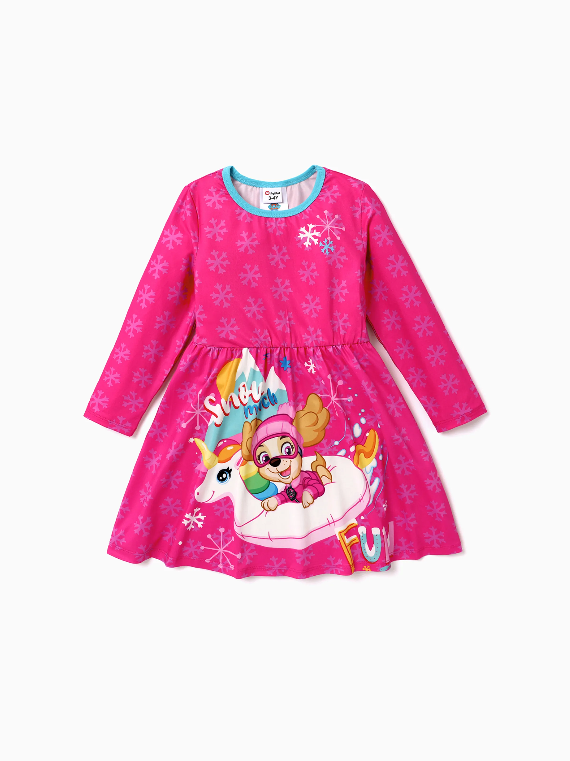 PAW Patrol Toddler Girl Christmas Character Print Vestido de manga larga