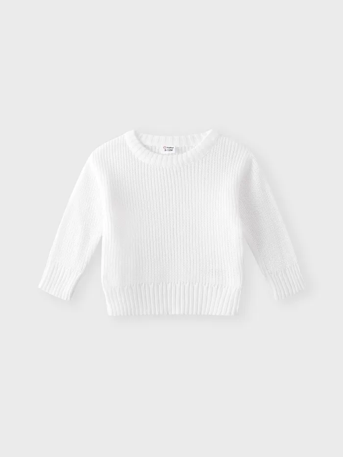 Baby Solid Long-sleeve Knitted Sweater Pullover