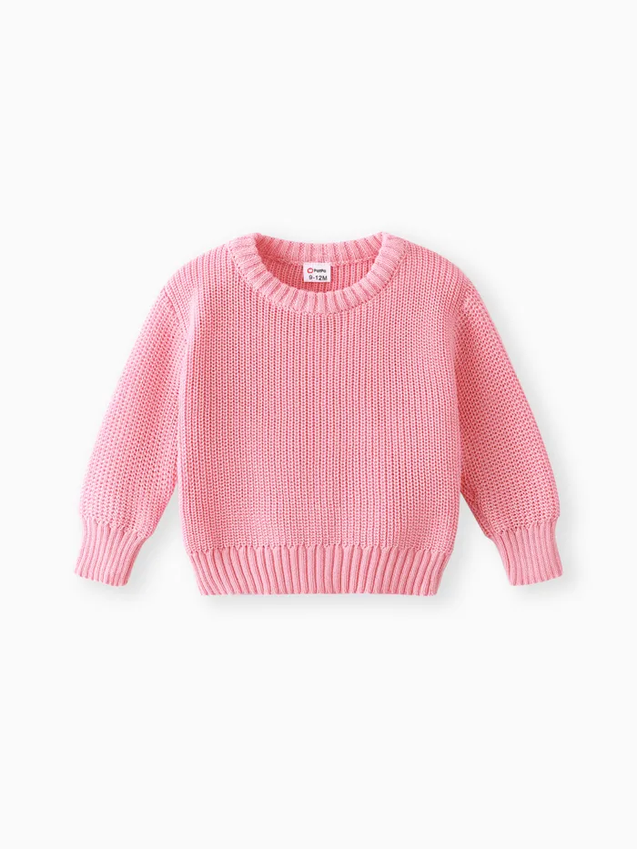 Baby Solid Long-sleeve Knitted Sweater Pullover