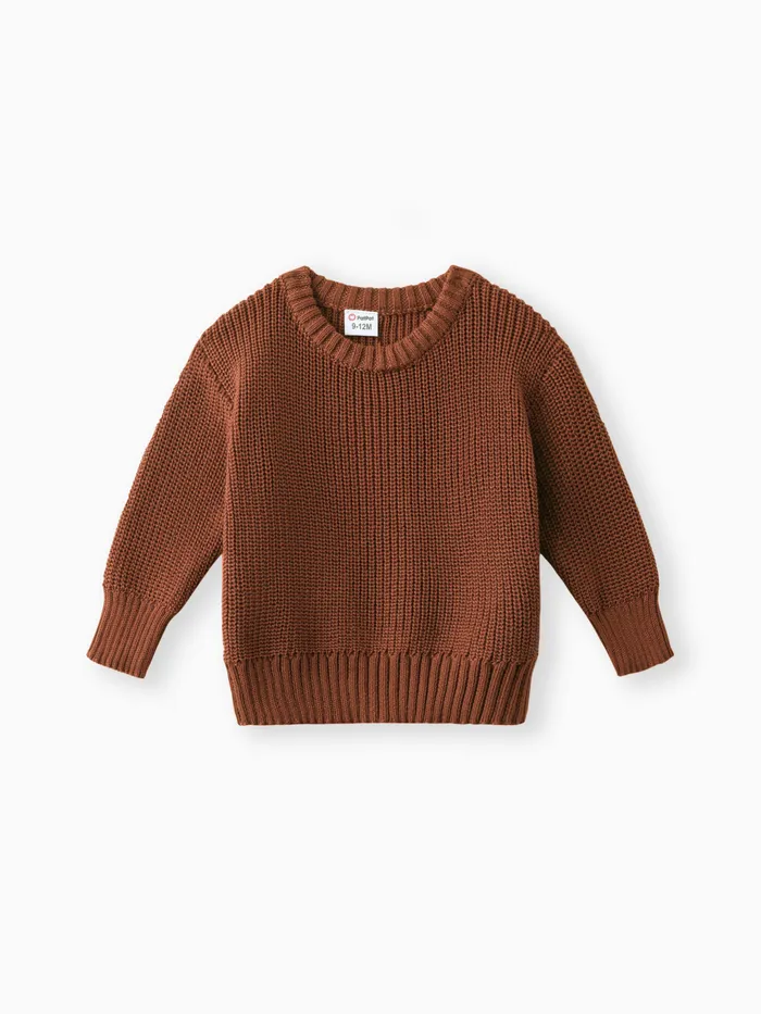 Baby Solid Long-sleeve Knitted Sweater Pullover