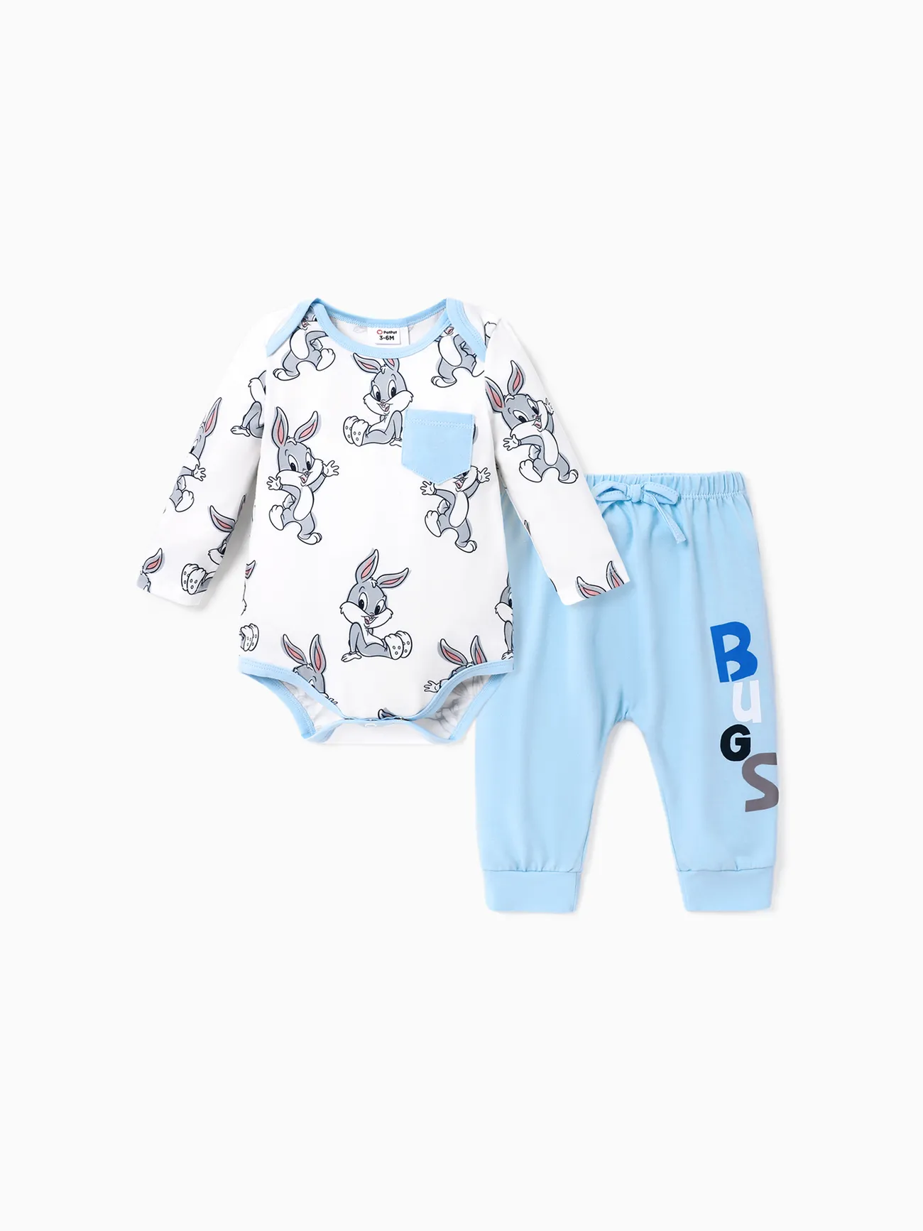 Looney Tunes Baby Boy/Girl Character Print Bodysuit de manga larga y conjuntos de pantalones