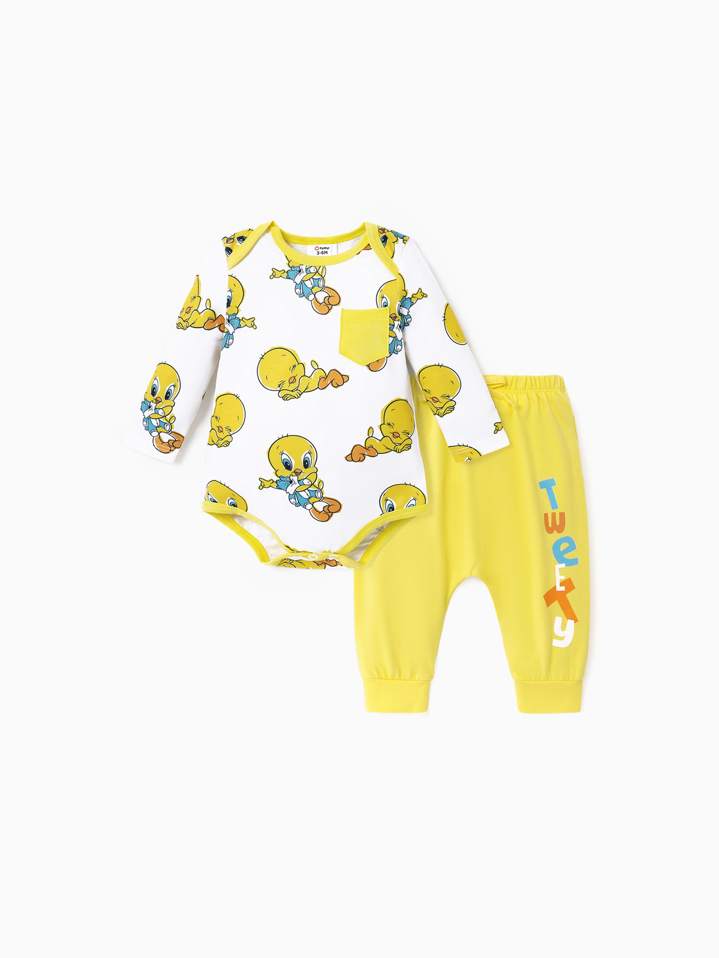 

Looney Tunes Baby Boy/Girl Character Print Long-sleeve Bodysuit and Pant Sets