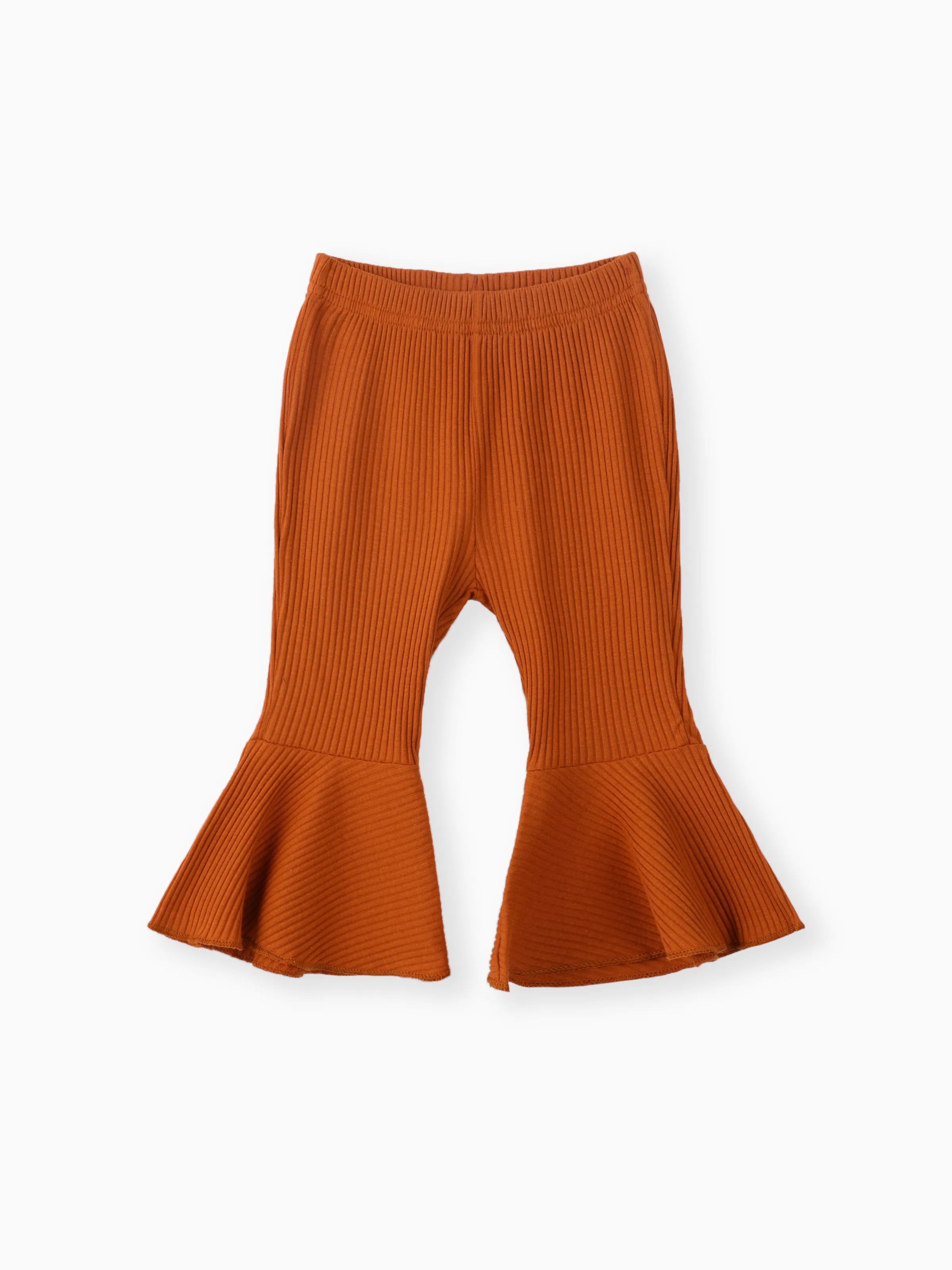 

Baby Girl Solid Basic Ribbed Pants