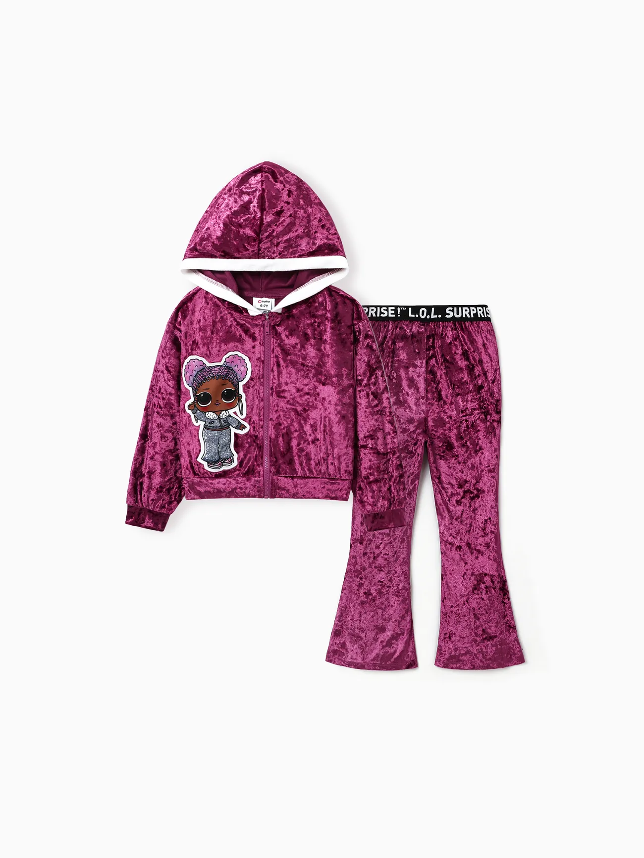 L.O.L. SURPRISE! Kid Girl Graphic Velvet Long-sleeve Hooded Jacket or Bell Pant