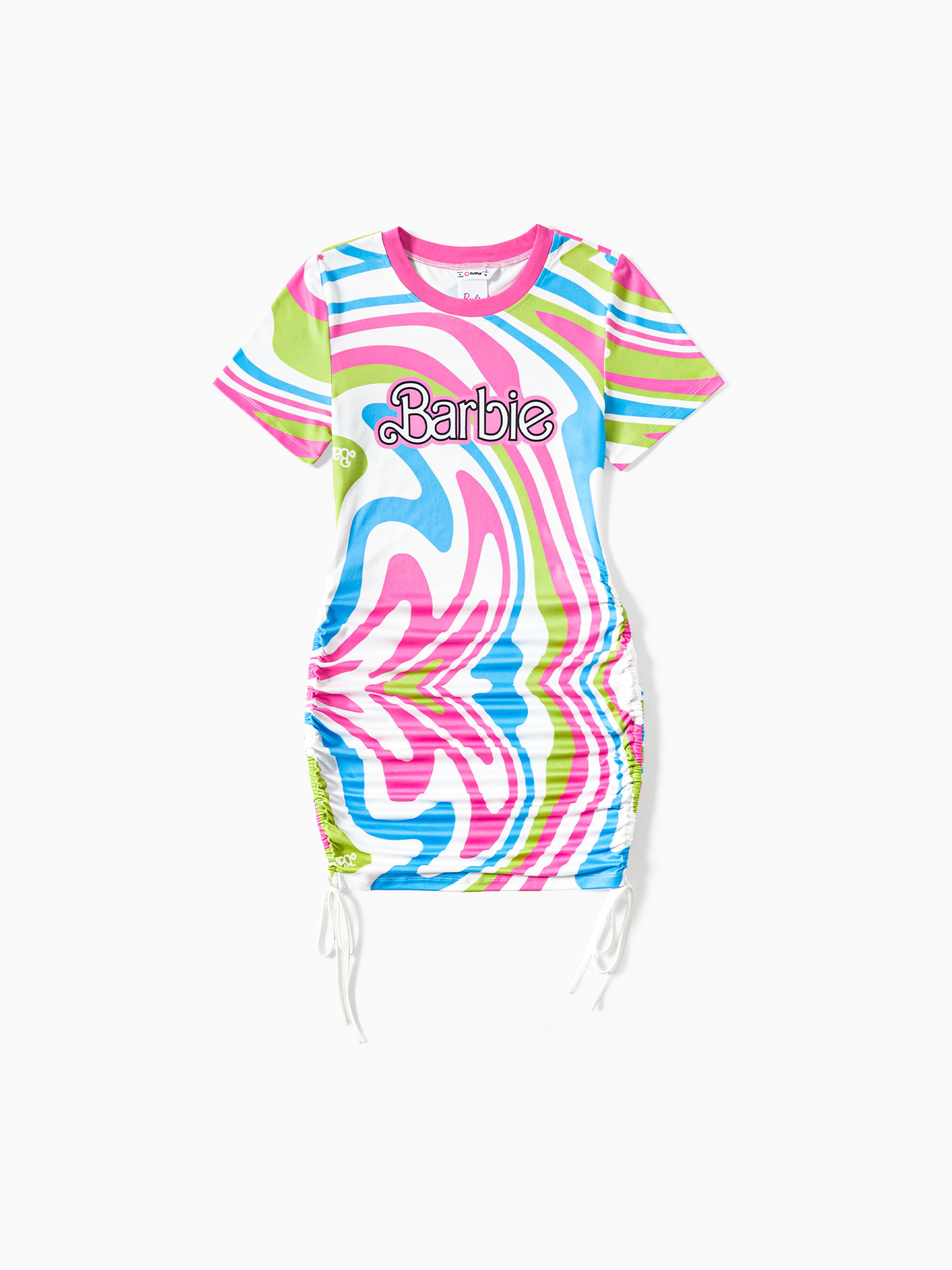 

Barbie Mommy and Me Logo and Allover Colorful Grahic Print Fashionable Fitted Bodycon Dress