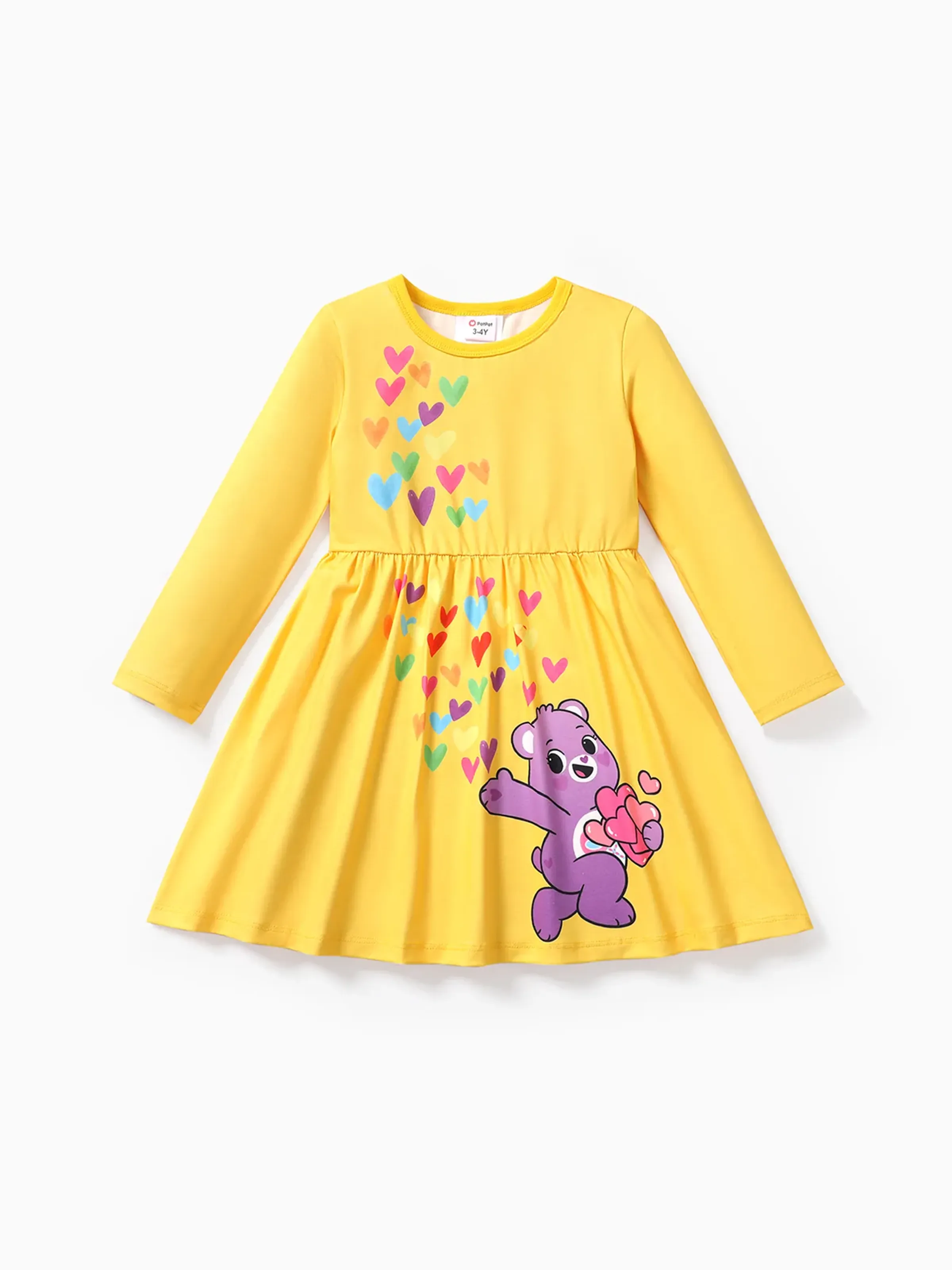 

Care Bears Toddler Girl Rainbow/Heart Print/Polks dots Long-sleeve Dress