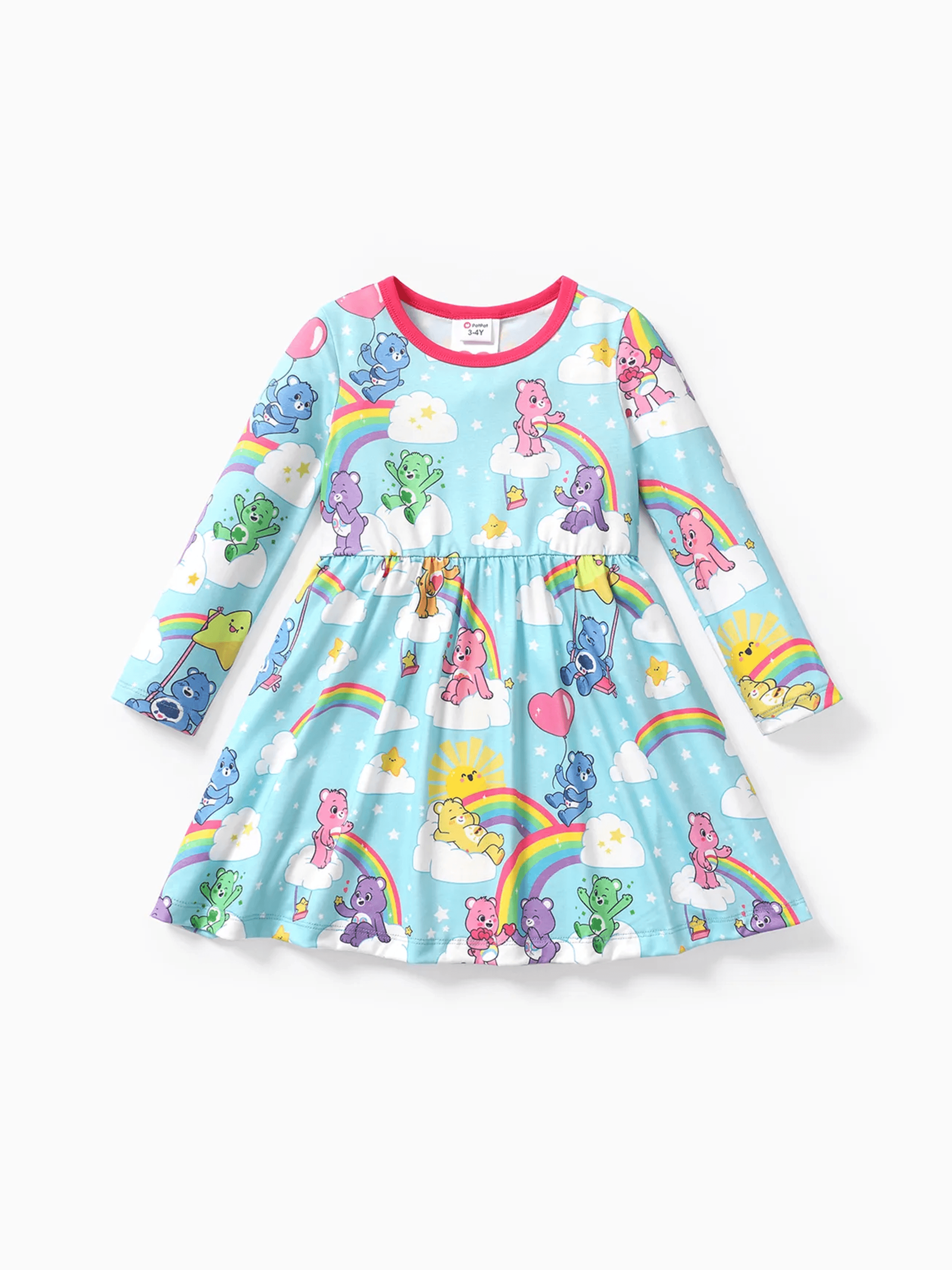 

Care Bears Toddler Girl Rainbow/Heart Print/Polks dots Long-sleeve Dress