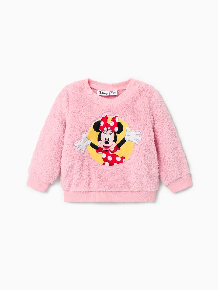 Disney Mickey and Friends Toddler Girl/Boy Character Embroidered Long-sleeve Fluffy Sweatshirt