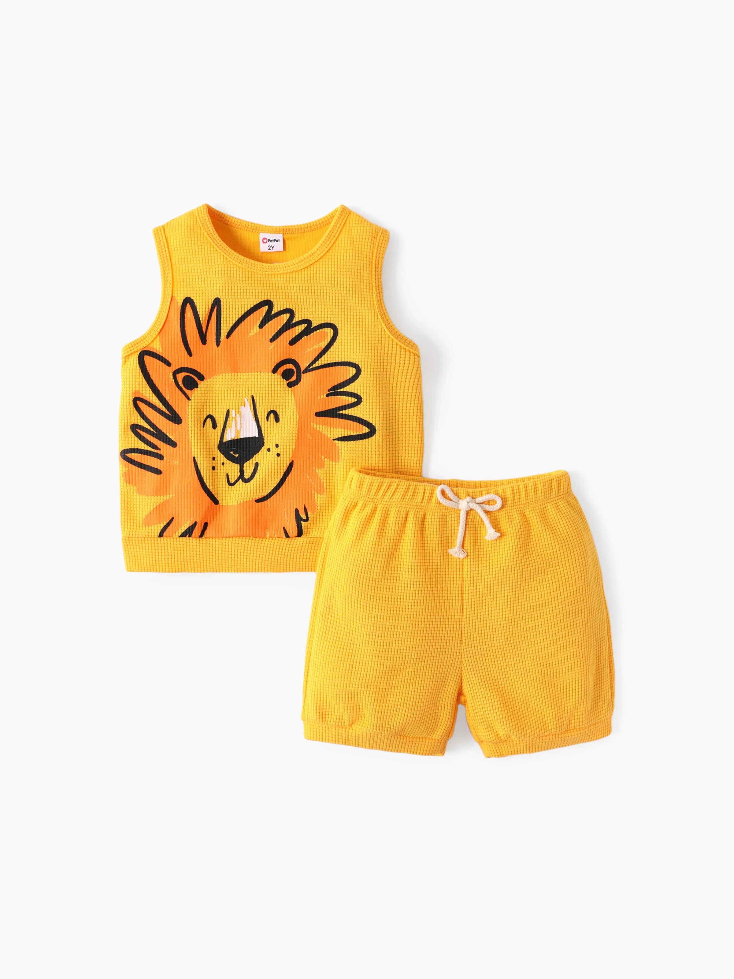 

Toddler Boy 2pcs Dino Print Tank Top and Shorts Set