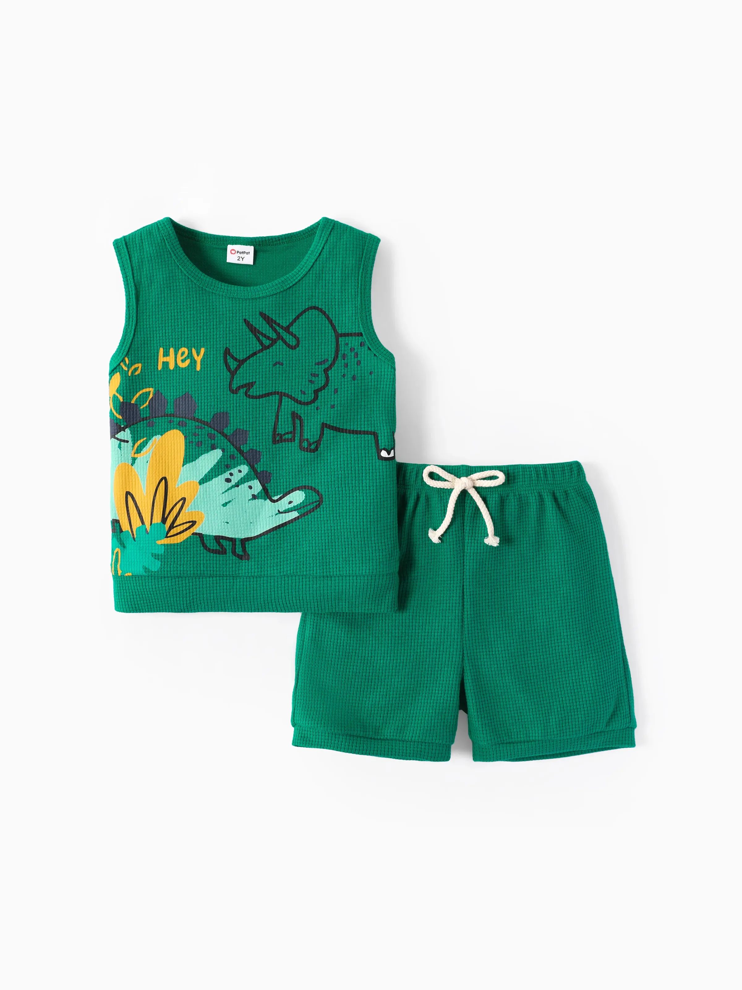 

Toddler Boy 2pcs Dino Print Tank Top and Shorts Set