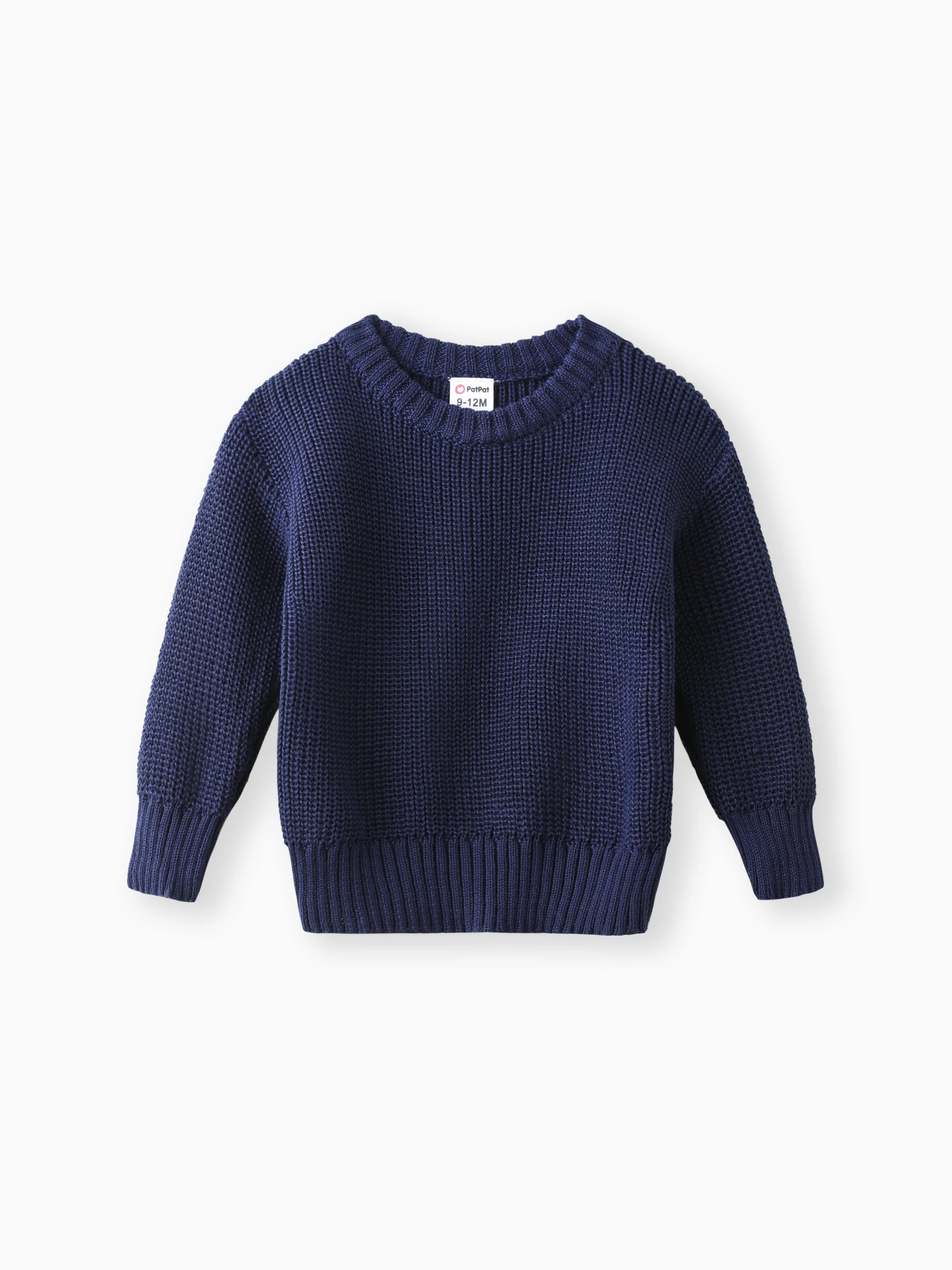 Baby Solid Long-sleeve Knitted Sweater Pullover