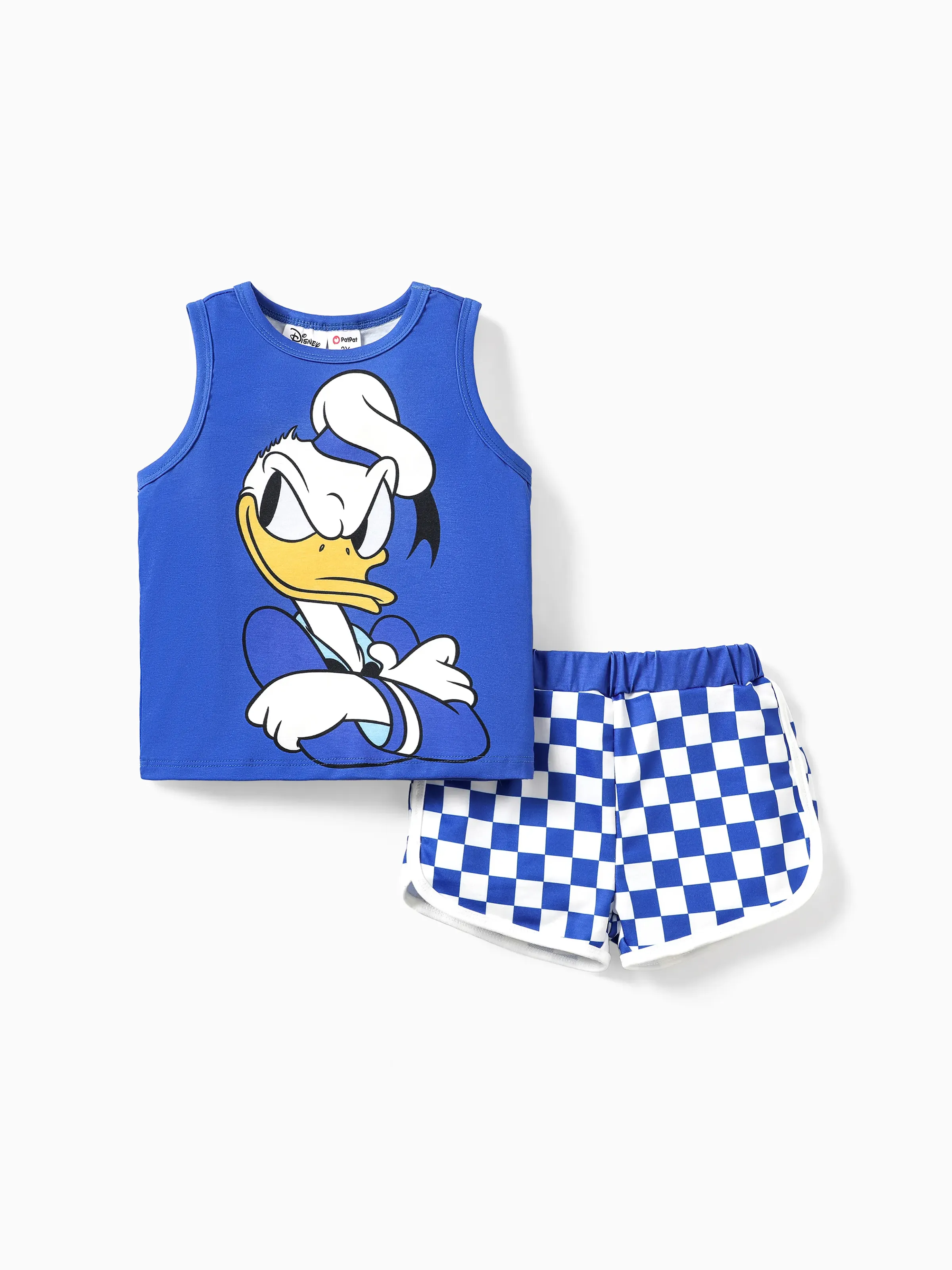 

Disney Mickey and Friends 2pcs Toddler Girl/Boy Character Naia™ Print Tank Top with Plaid Shorts Set