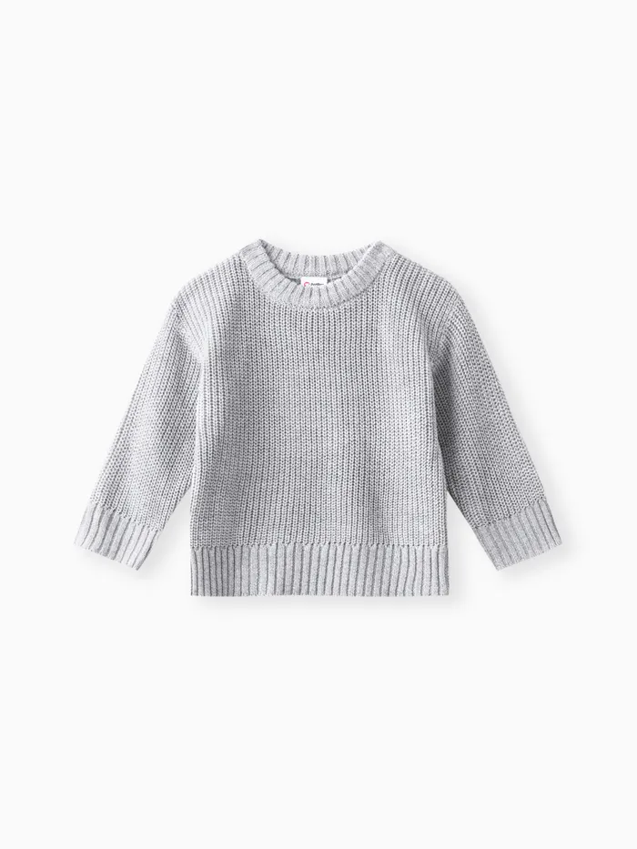 Baby Solid Long-sleeve Knitted Sweater Pullover