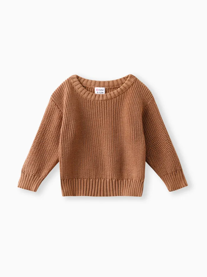 Baby Solid Long-sleeve Knitted Sweater Pullover