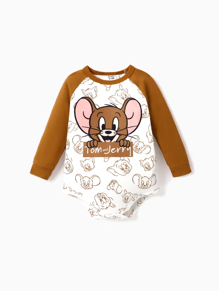 Tom and Jerry 嬰兒 男 鈕扣 童趣 長袖 嬰兒套裝