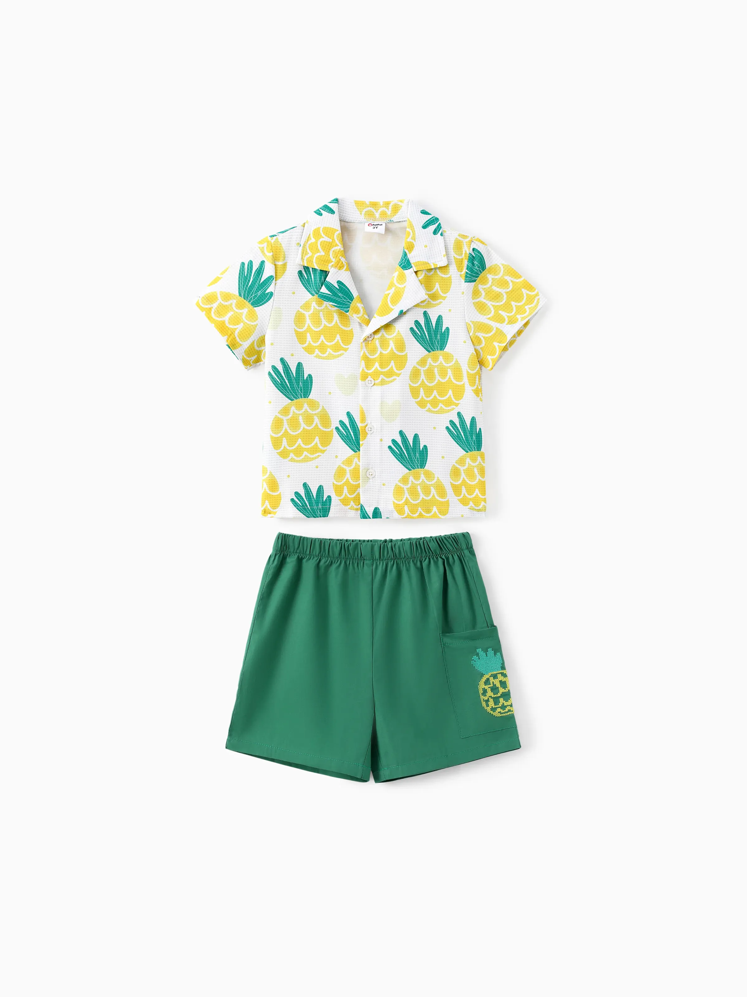 Toddler Boy 2pcs Pineapple Print Shirt and Shorts Set