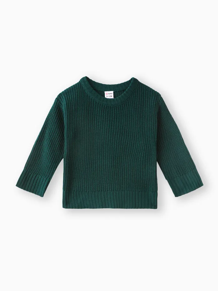 Baby Solid Long-sleeve Knitted Sweater Pullover