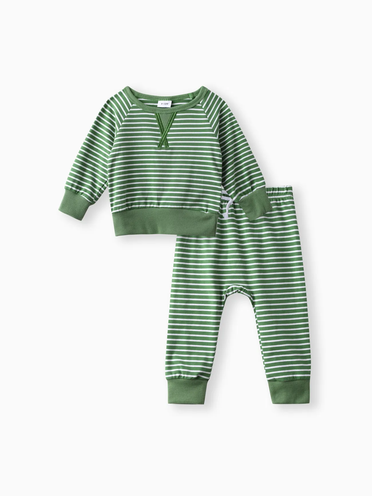 2 pièces bébé 95% coton à manches longues ensemble pull et pantalon rayés