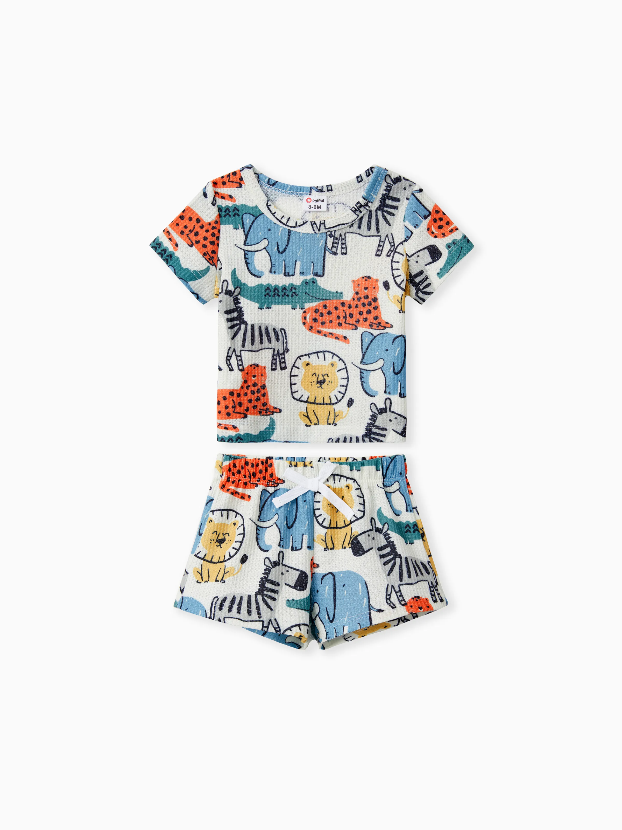 Baby Boy 2pcs Animal Print Tee and Shorts Set