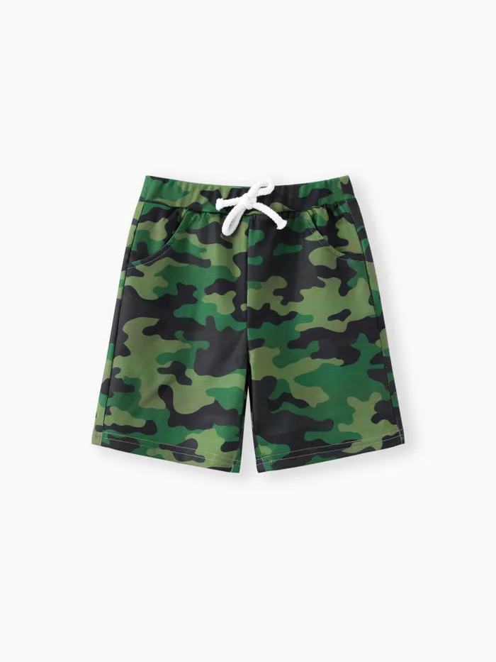 shorts elásticos com estampa de letra/camuflagem para criança/criança