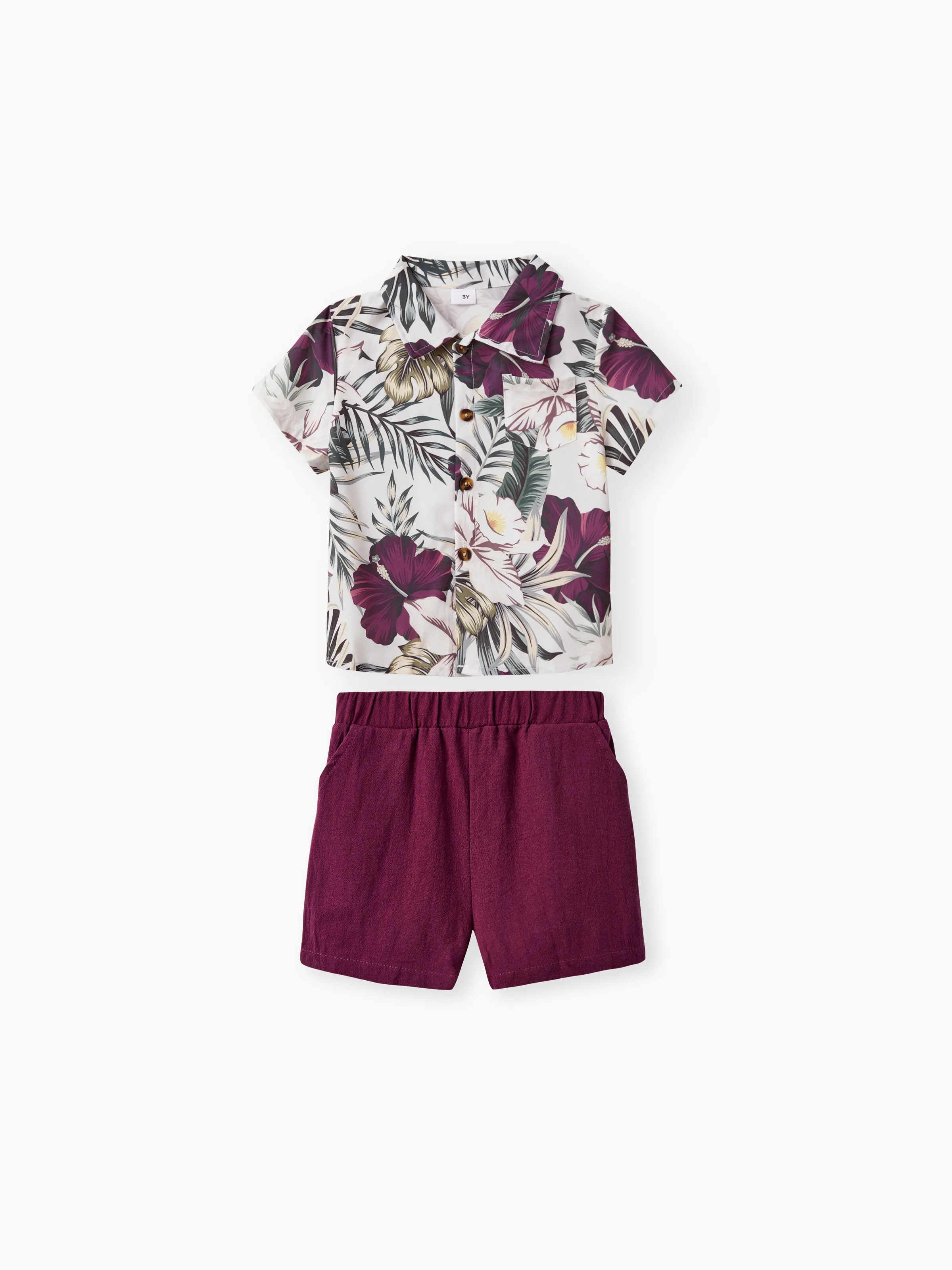 

2pcs Toddler Boy Boho Floral Print Shirt and Shorts Set