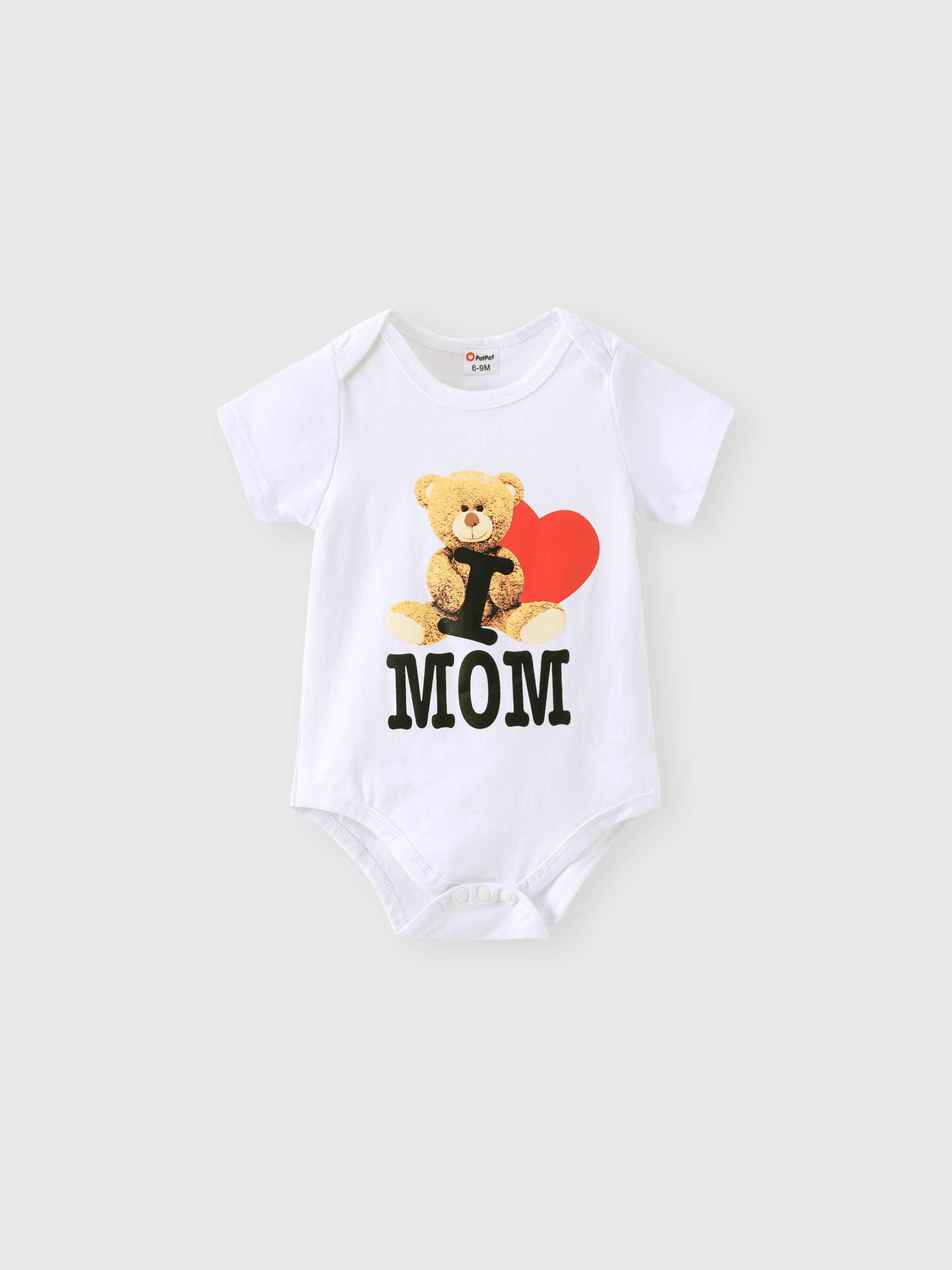 

Baby Boy/Girl 95% Cotton Short-sleeve Bear & Letter Print Romper