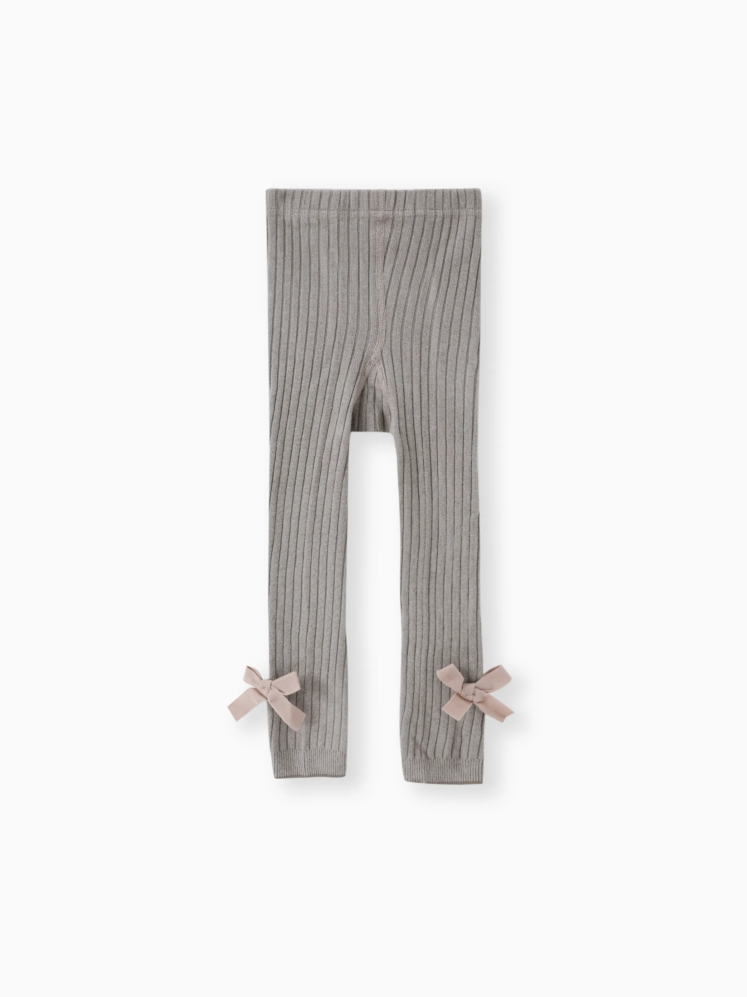 Baby / Toddler Girl Solid Knitted Bowknot Casual Leggings Grey
