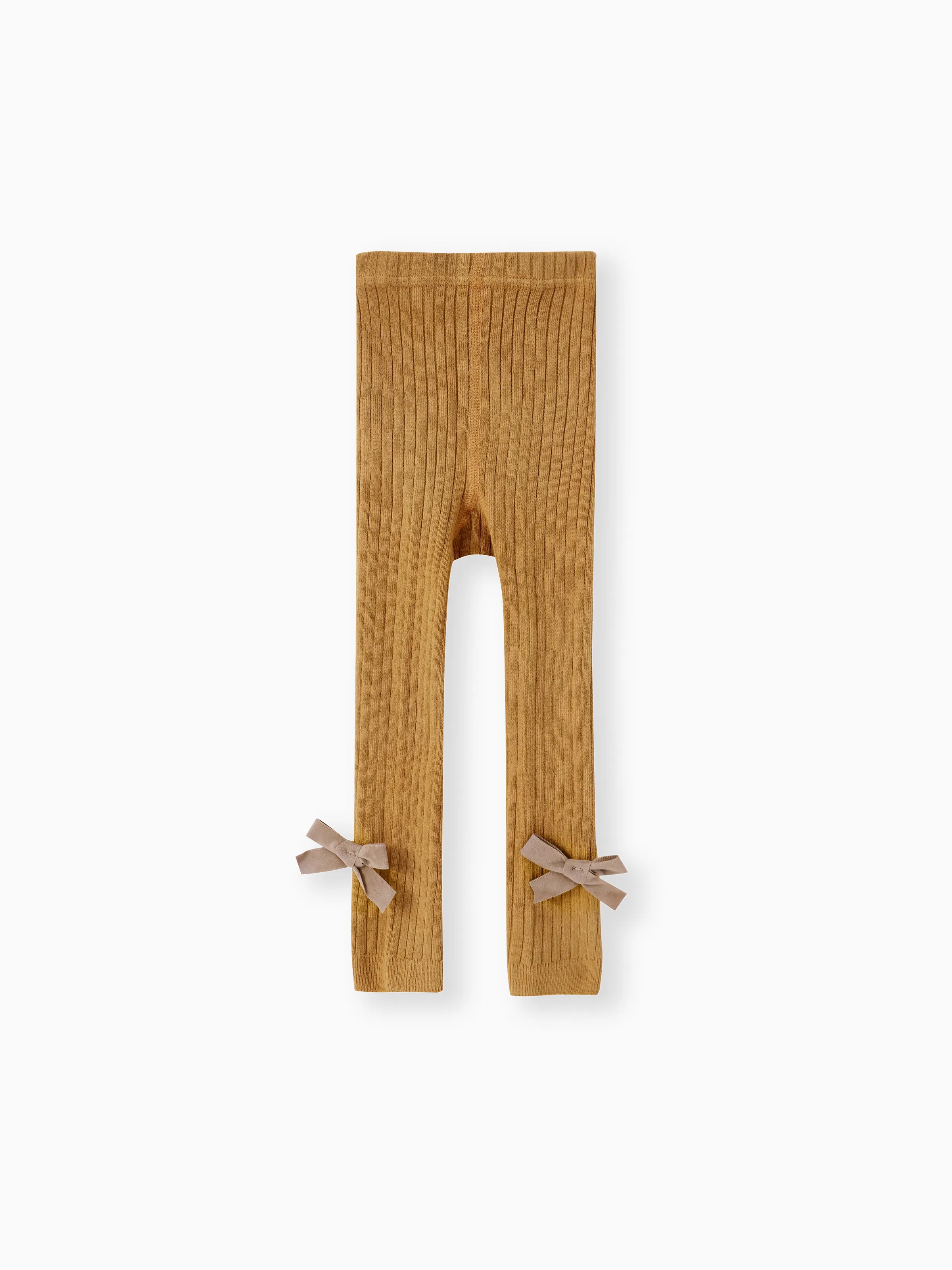 Baby / Toddler Girl Solid Knitted Bowknot Casual Leggings Ginger
