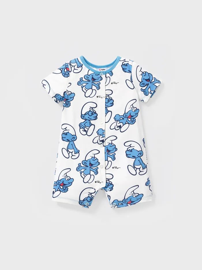 The Smurfs Baby Boy/Girl Short-sleeve Solid Waffle or Allover Print Naia™ Romper