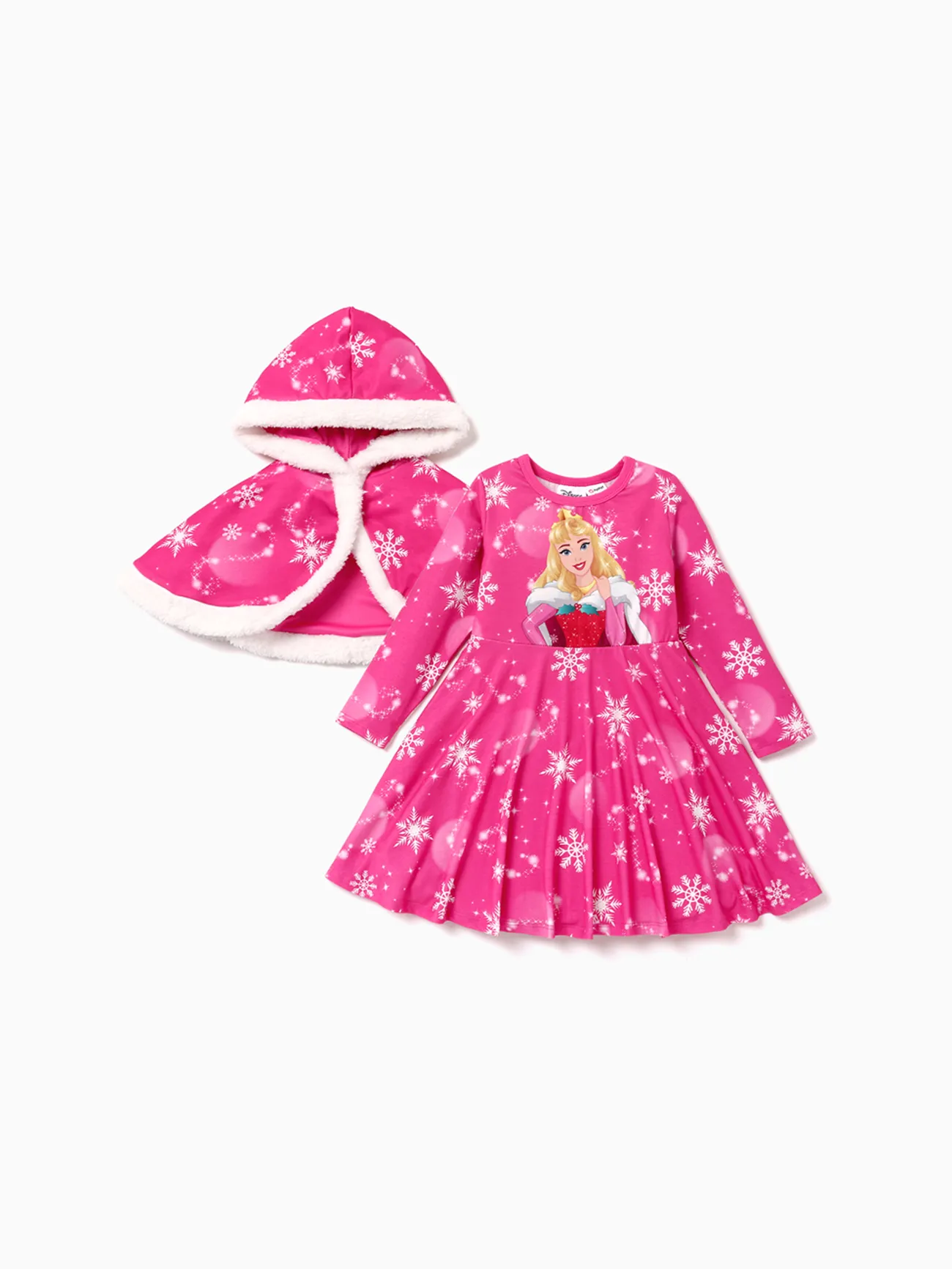 

Disney Princess Toddler Girl Naia™ Character Print Long-sleeve Dress and Hooded Allover Snowflake Print Cloak Set