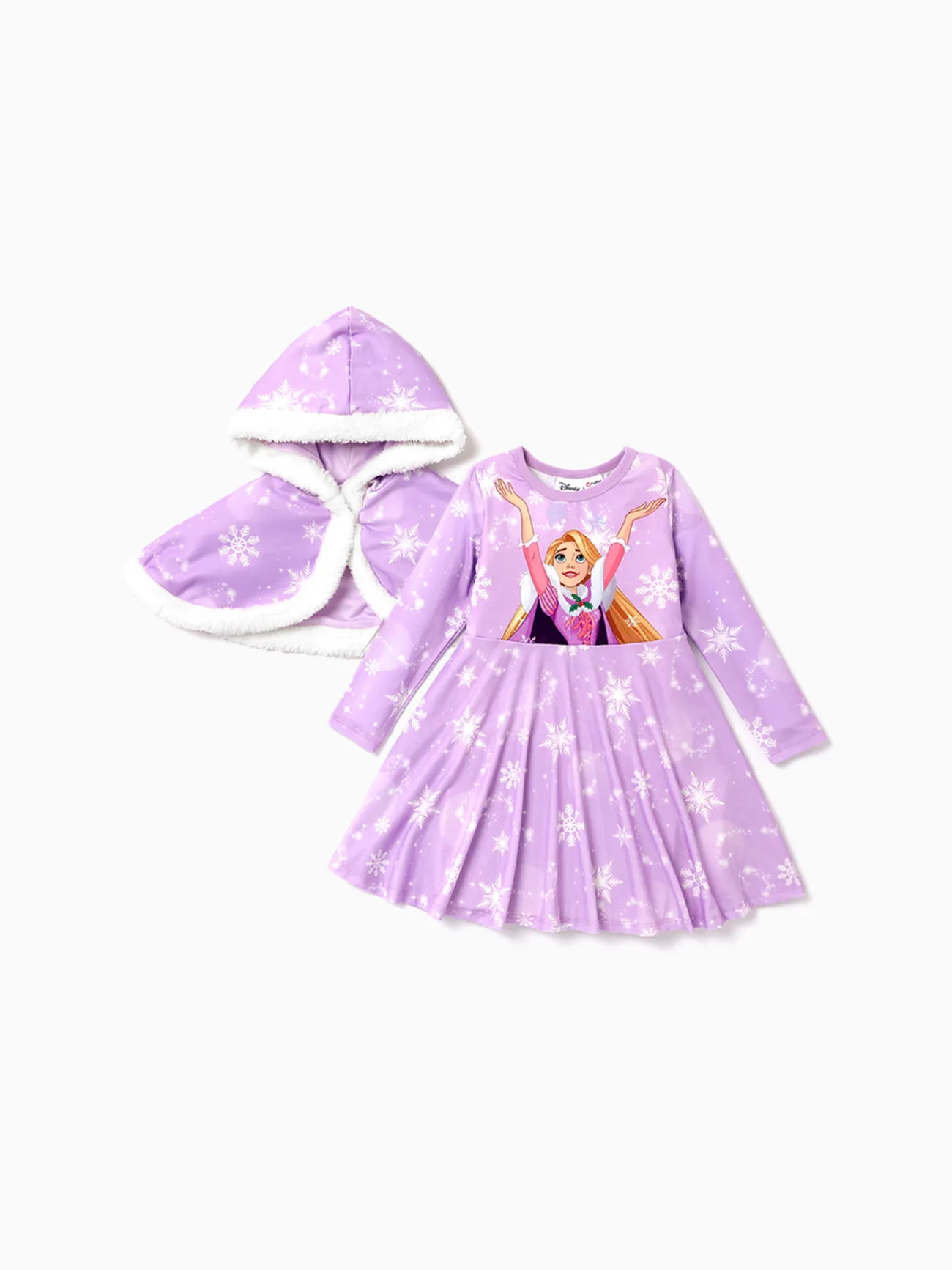 

Disney Princess Toddler Girl Naia™ Character Print Long-sleeve Dress and Hooded Allover Snowflake Print Cloak Set