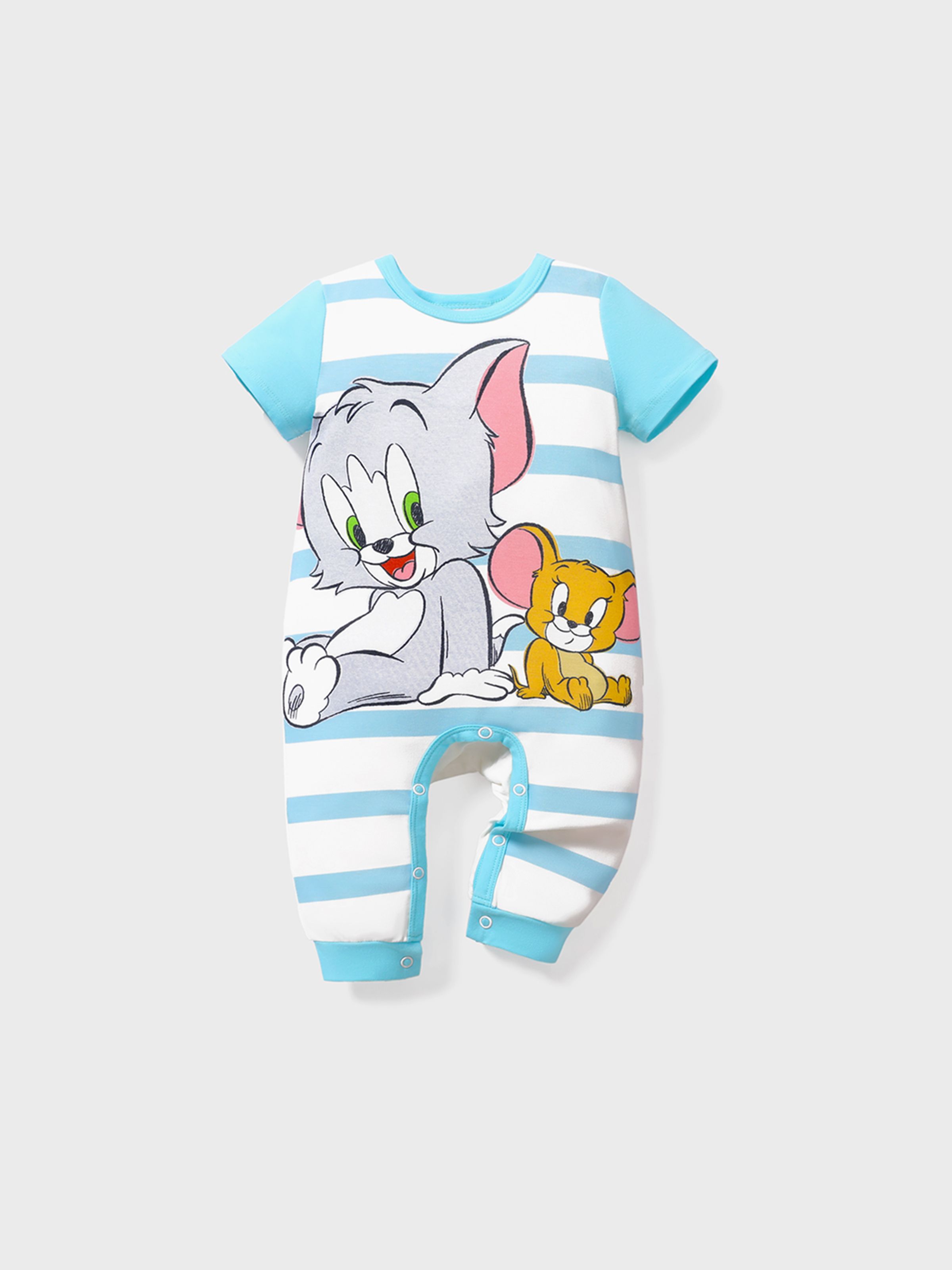 

Tom and Jerry Baby Boy Short-sleeve Graphic Print Polka Dots or Striped Naia™ Jumpsuit