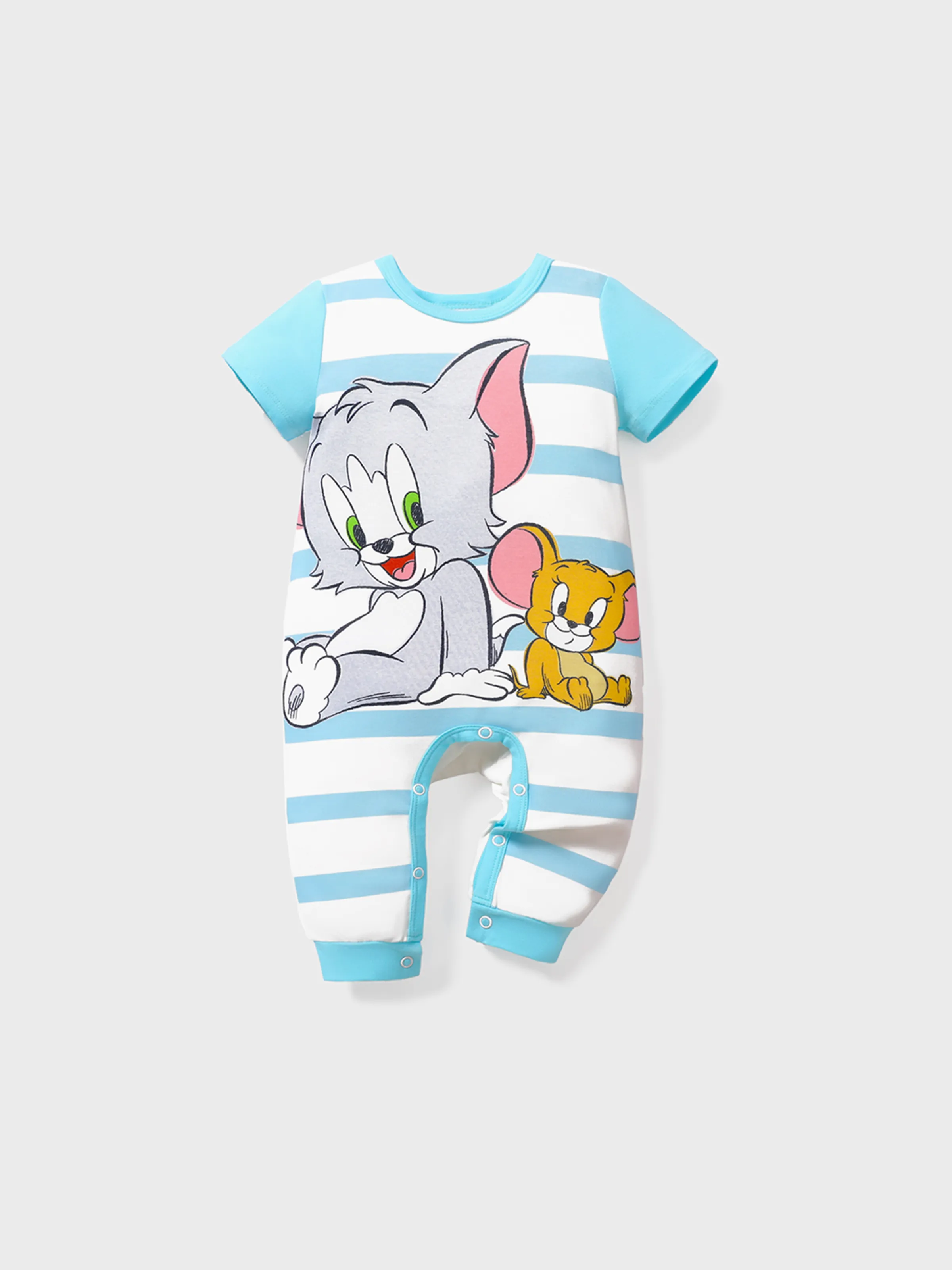 Tom and Jerry Baby Boy Short-sleeve Graphic Print Polka Dots or Striped Naia™ Jumpsuit