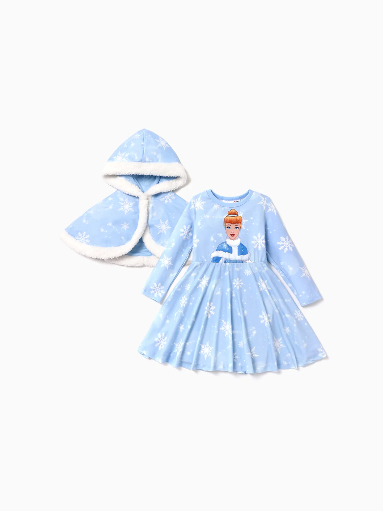 

Disney Princess Toddler Girl Naia™ Character Print Long-sleeve Dress and Hooded Allover Snowflake Print Cloak Set